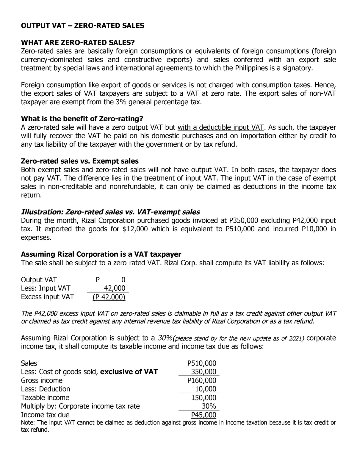 8 Tax OUTPUT VAT ZERO RATED SALES WHAT ARE ZERO RATED SALES Zero 