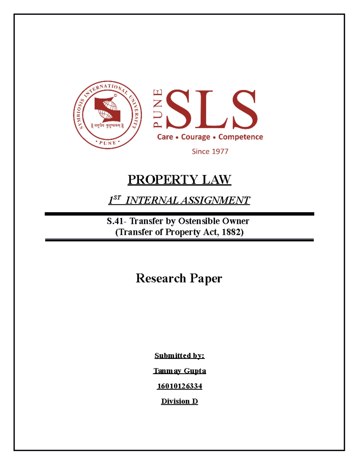 Property Law - Transfer By Ostensible Owner - PROPERTY LAW 1ST INTERNAL ...