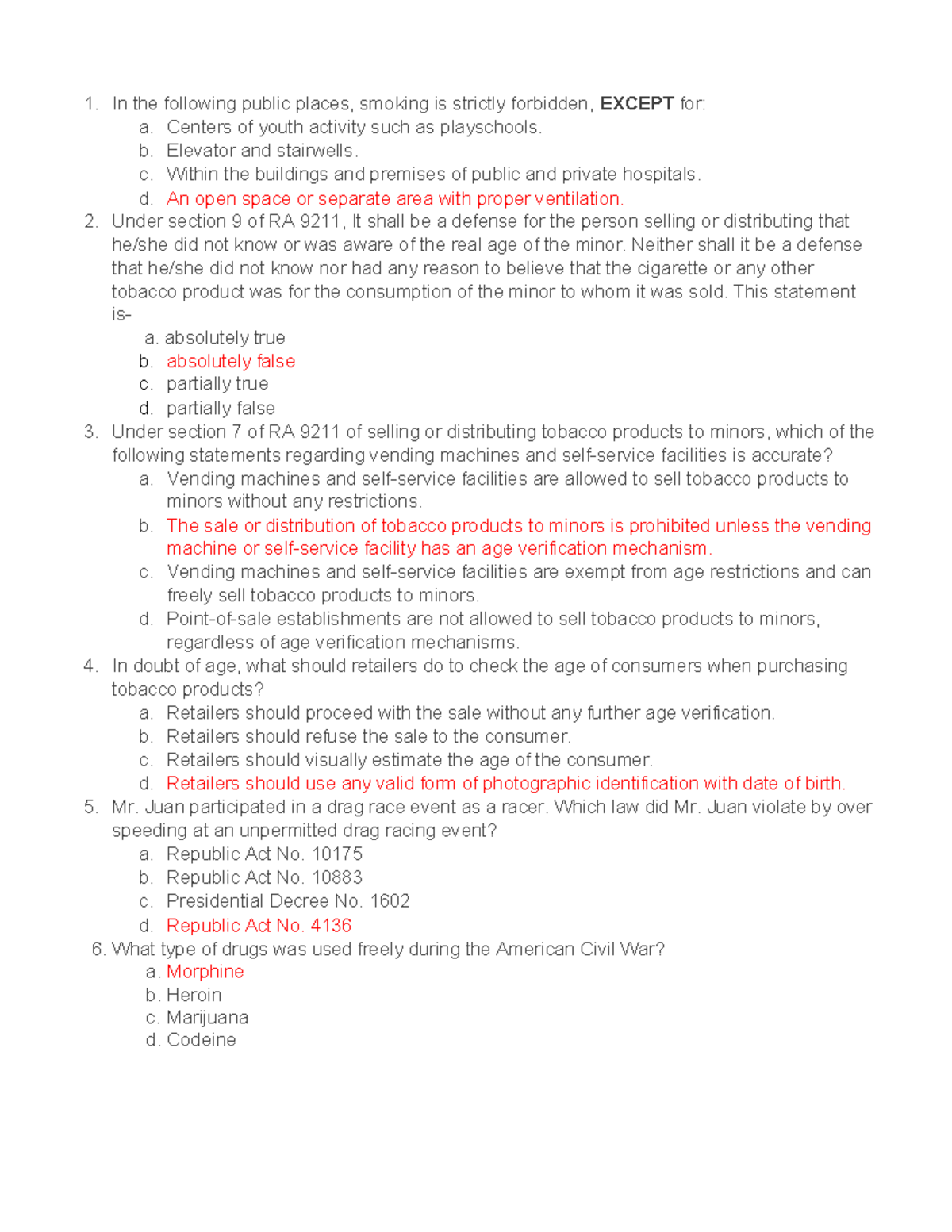 CRI-192-1 - Questions - In the following public places, smoking is ...