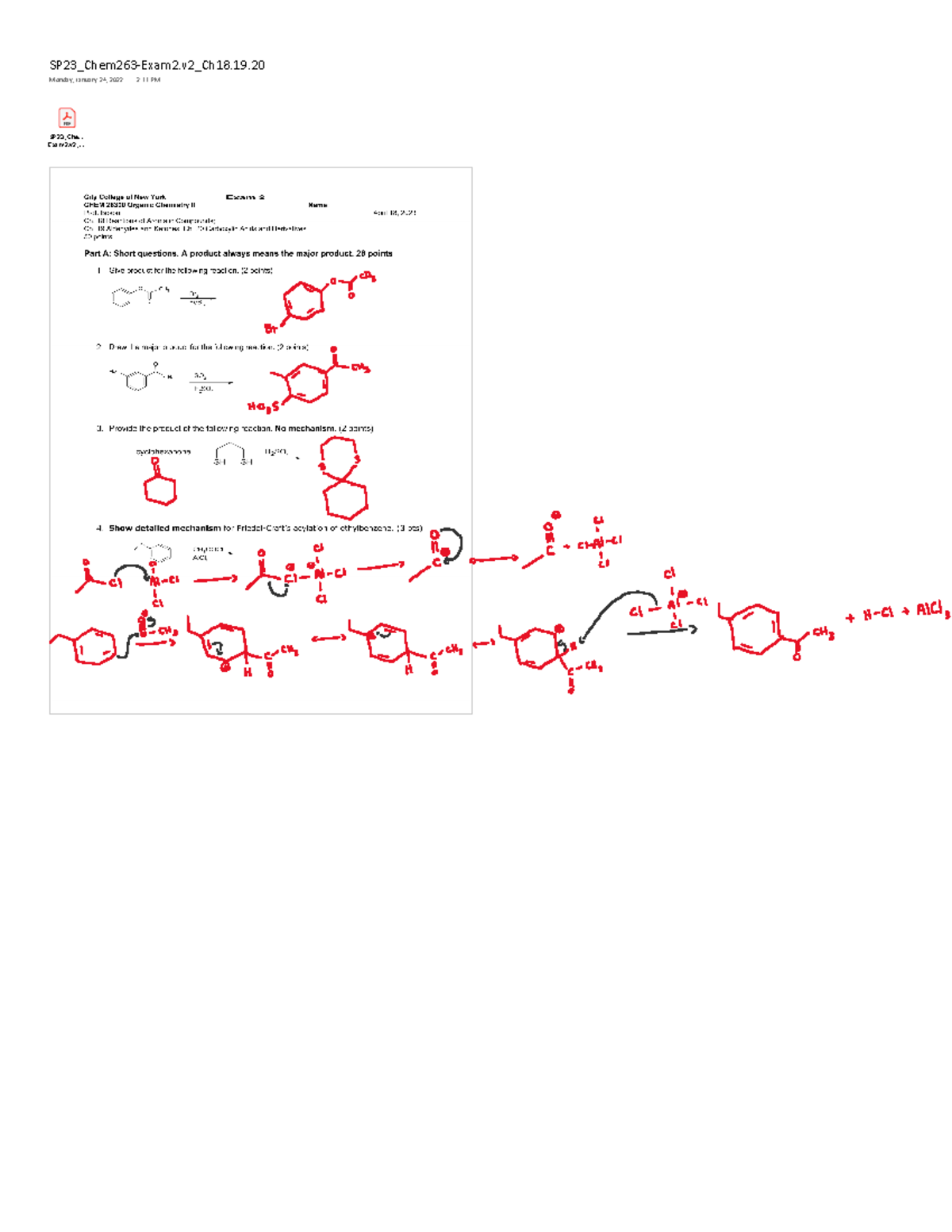 CHEM 263 E2 Solutions - Notes for Exam 2 - Monday, January 24, , 2022 2 ...