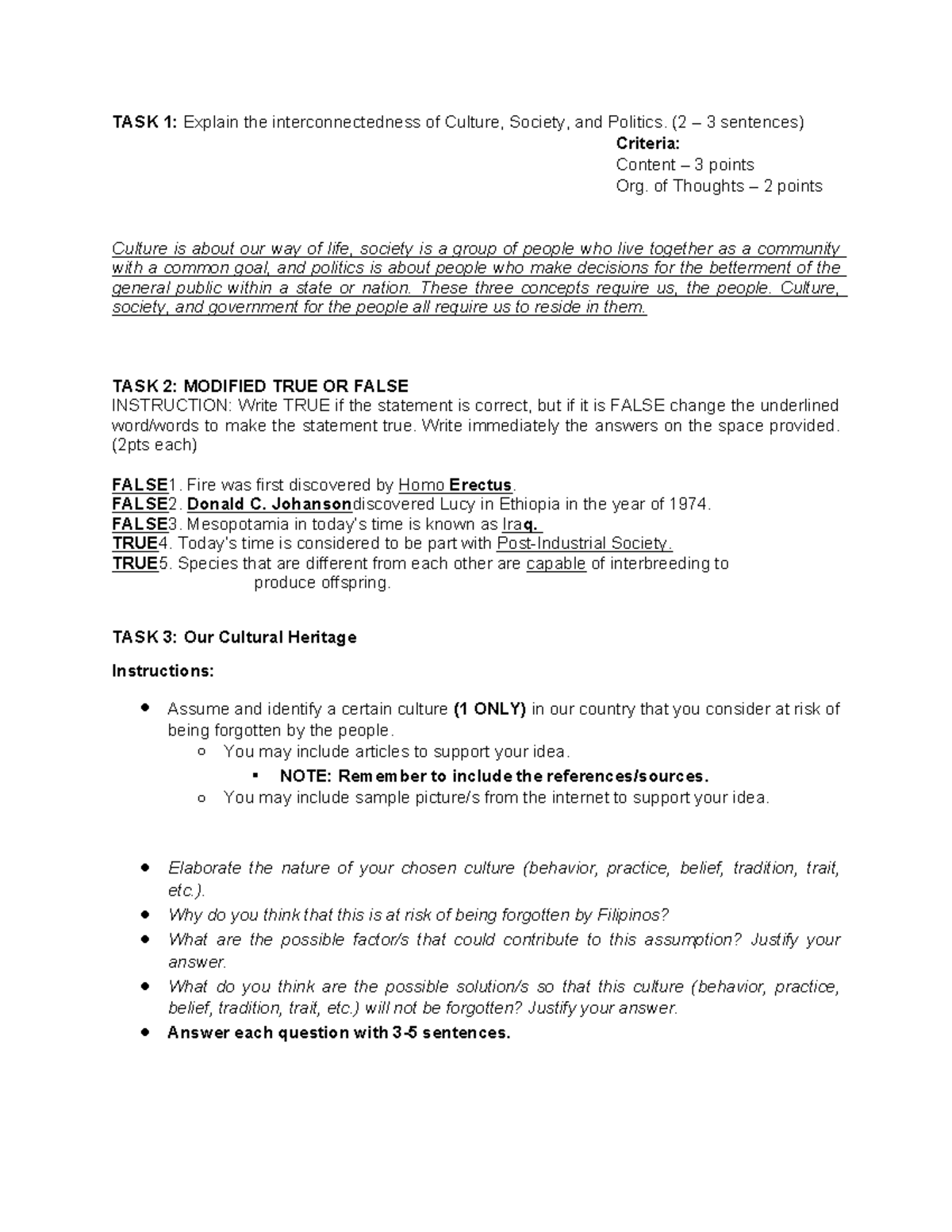 UCSP TASK - UCSP TASK uwu - TASK 1: Explain the interconnectedness of ...