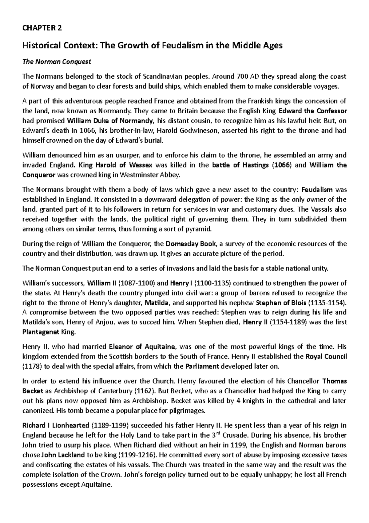 2 The growth of Feudalism in the Middle Ages Anglo-Norman Literature ...