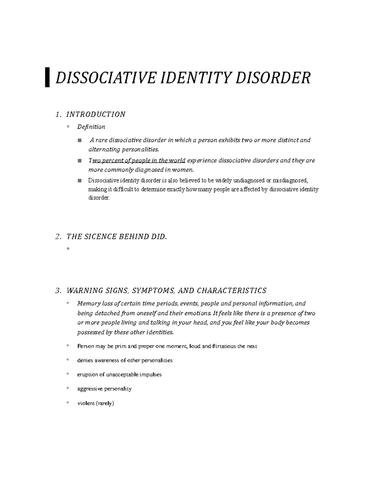 Dissociative Identity Disorder - DISSOCIATIVE IDENTITY DISORDER 1 ...
