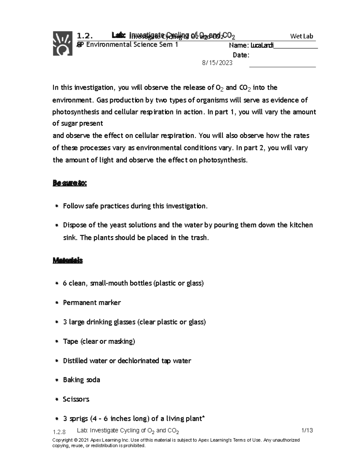 03b56991 adc7 499b a19b d0571c8d783f - Lab: Be sure to: Materials AP ...