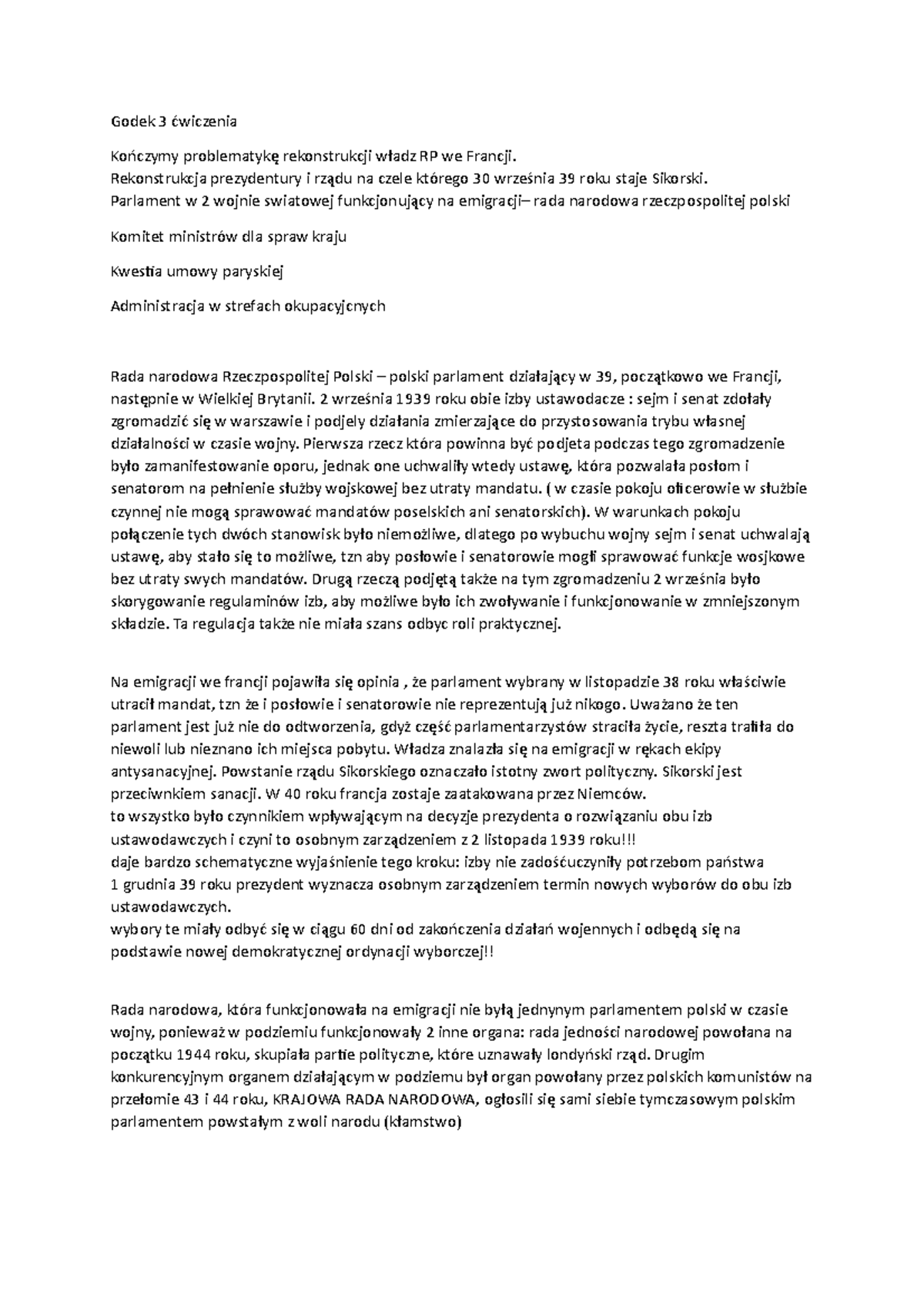 Godek 3 ćwiczenia historia ustroju Polski Godek 3 ćwiczenia