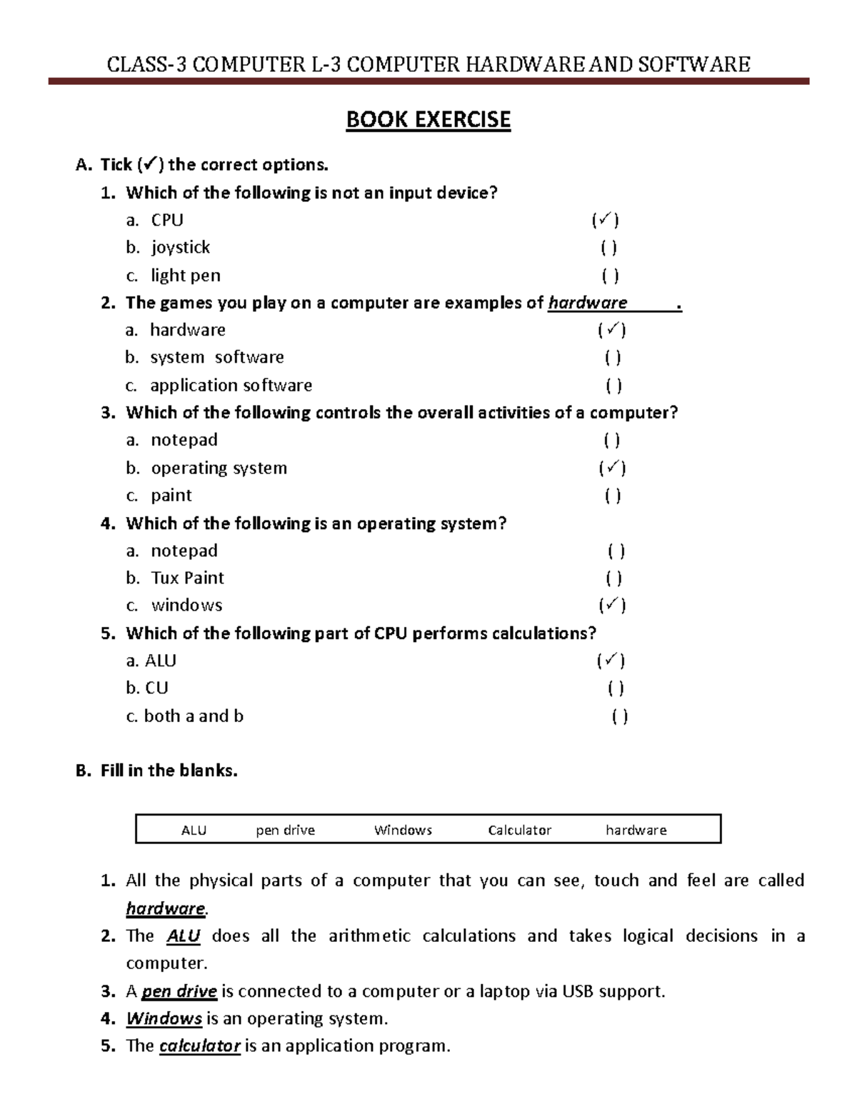 2021 08 03 III Computer 1 CLASS3 COMPUTER L3 COMPUTER HARDWARE AND