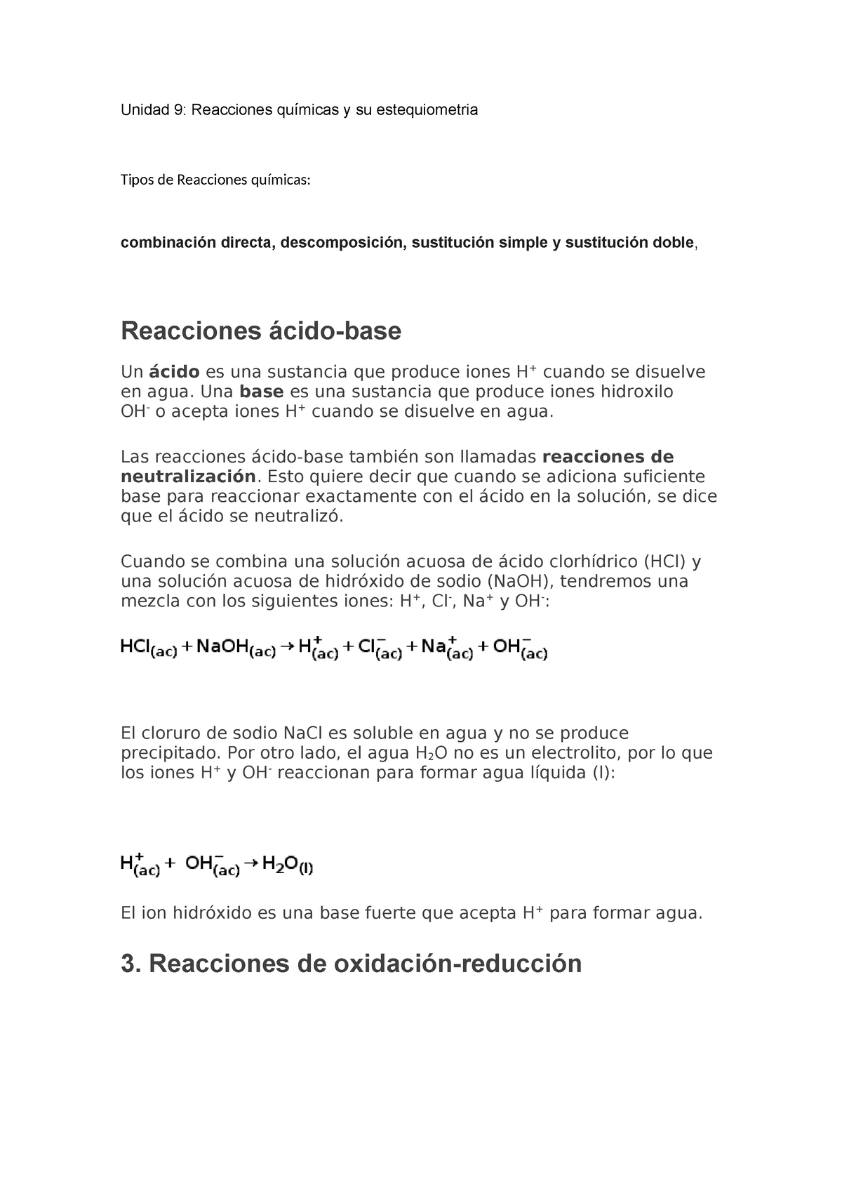 Unidad 9 CBC Qca - Resumen Quimica 05 Ubaxxi - Unidad 9: Reacciones ...