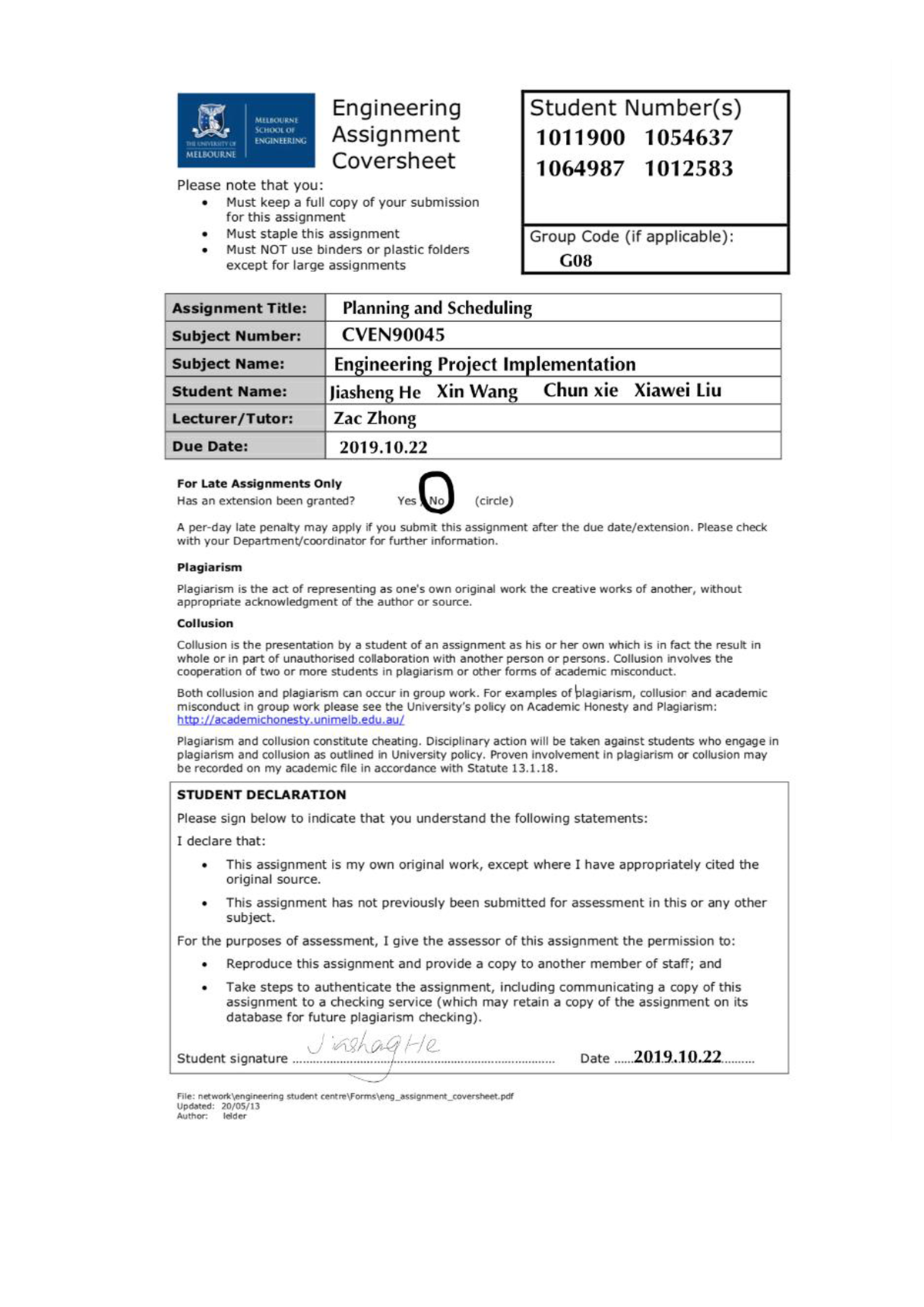 Sample 6 - Assignment - CVEN90045 Engineering Project Implementation ...