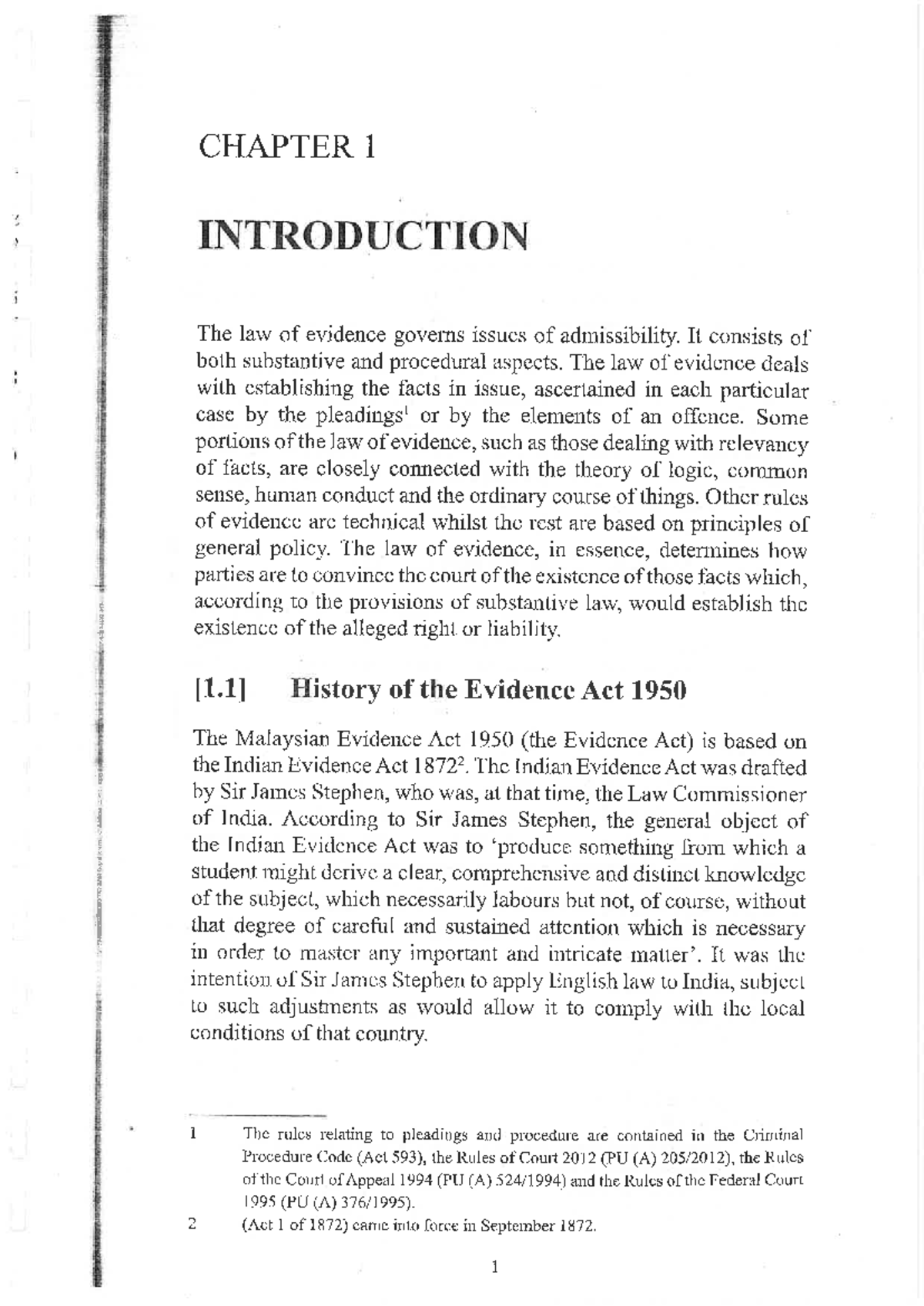 Chapter 1 Introduction - evidence law - Studocu