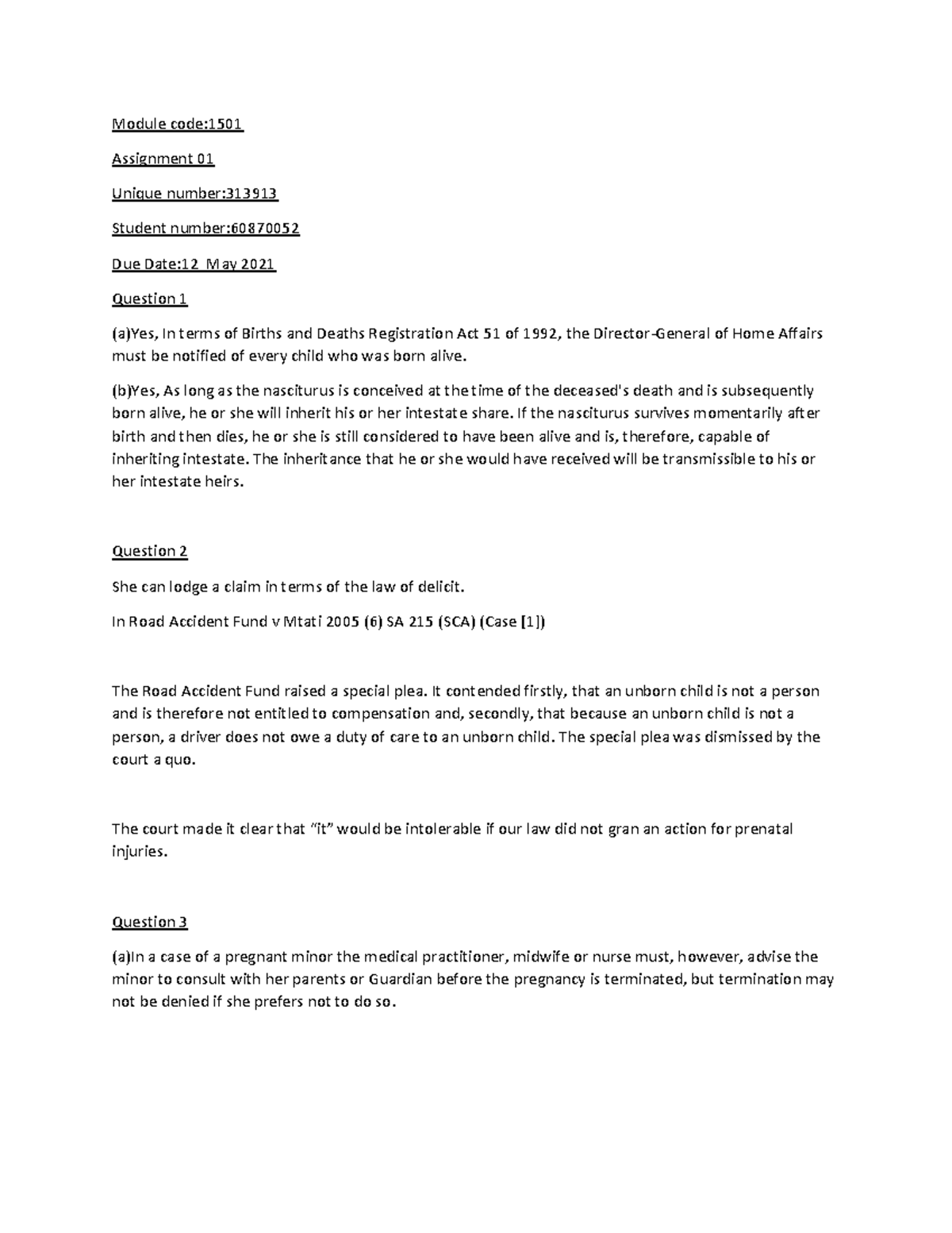 PVL 1501-converted - Helpful - Module code: Assignment 01 Unique number ...