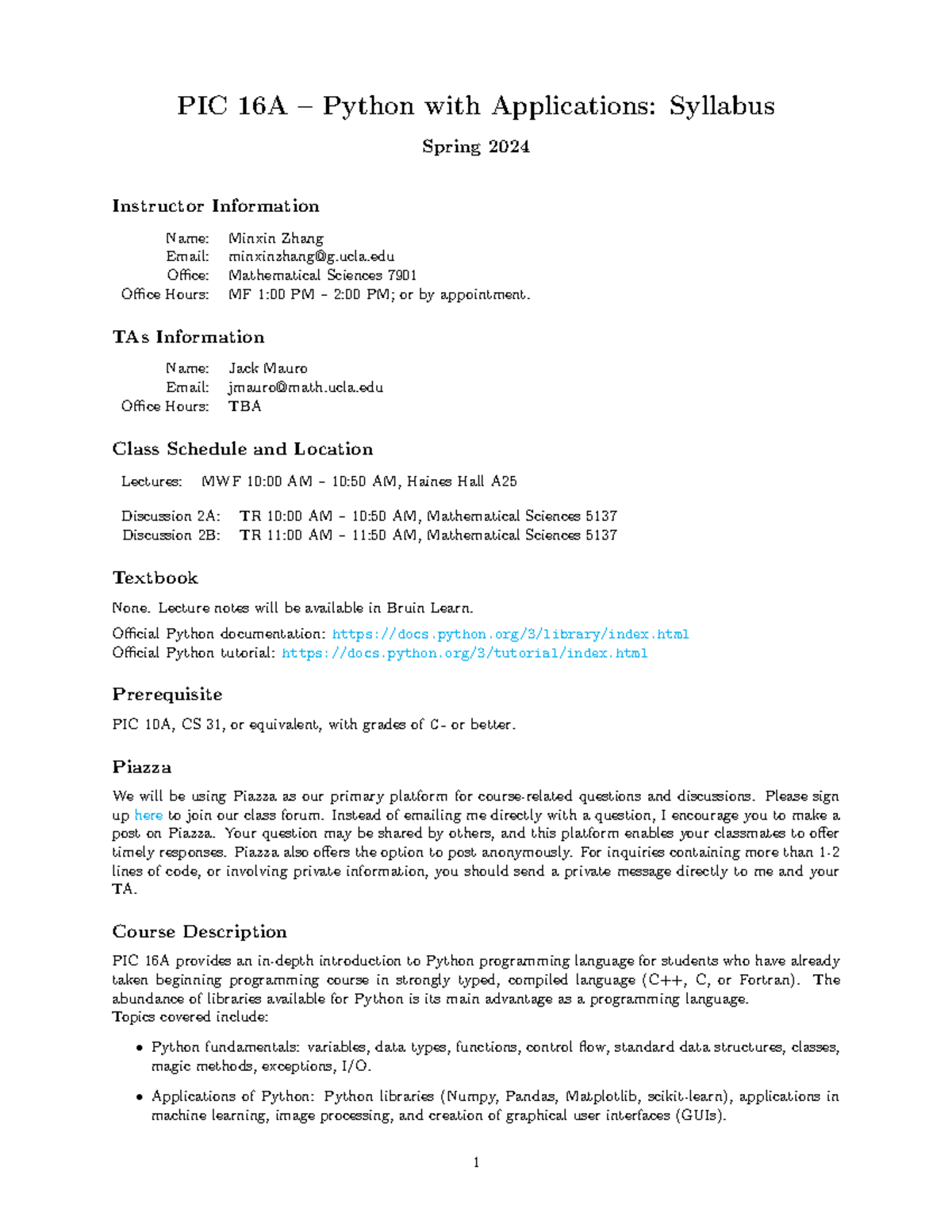 Syllabus - PIC 16A – Python with Applications: Syllabus Spring 2024 ...