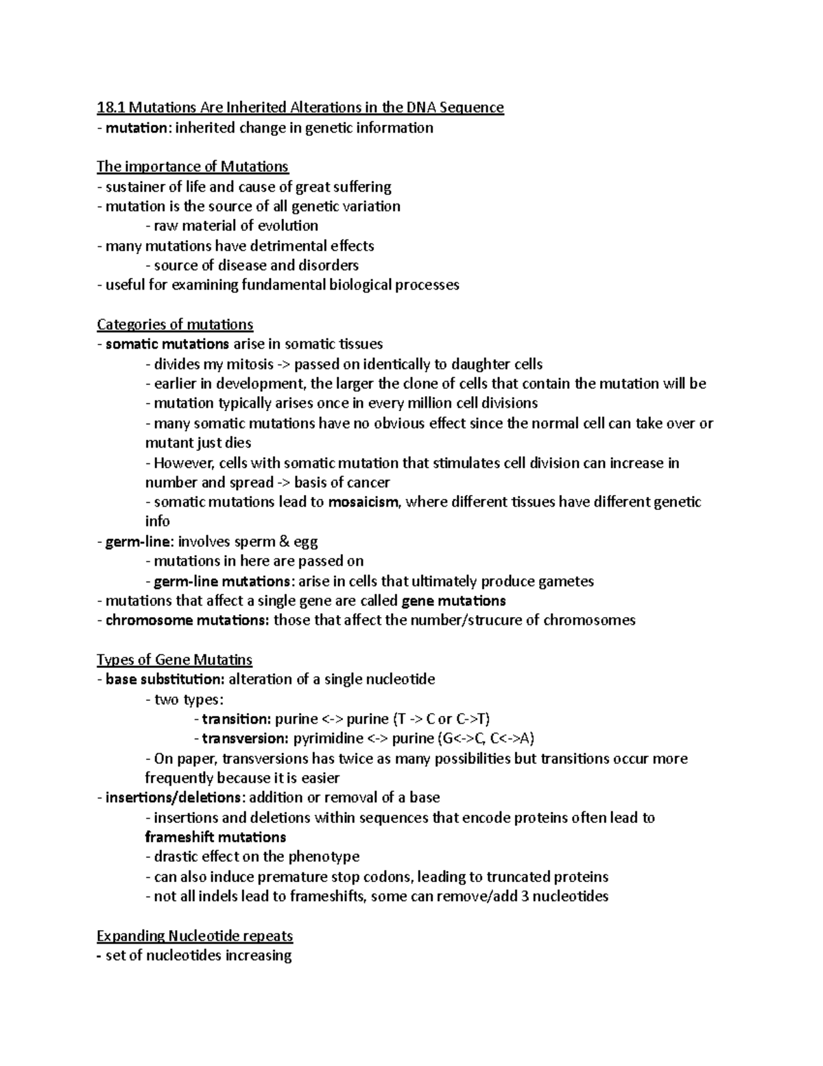 Chapter 18 Genetic Mutations - 18 Mutations Are Inherited Alterations ...