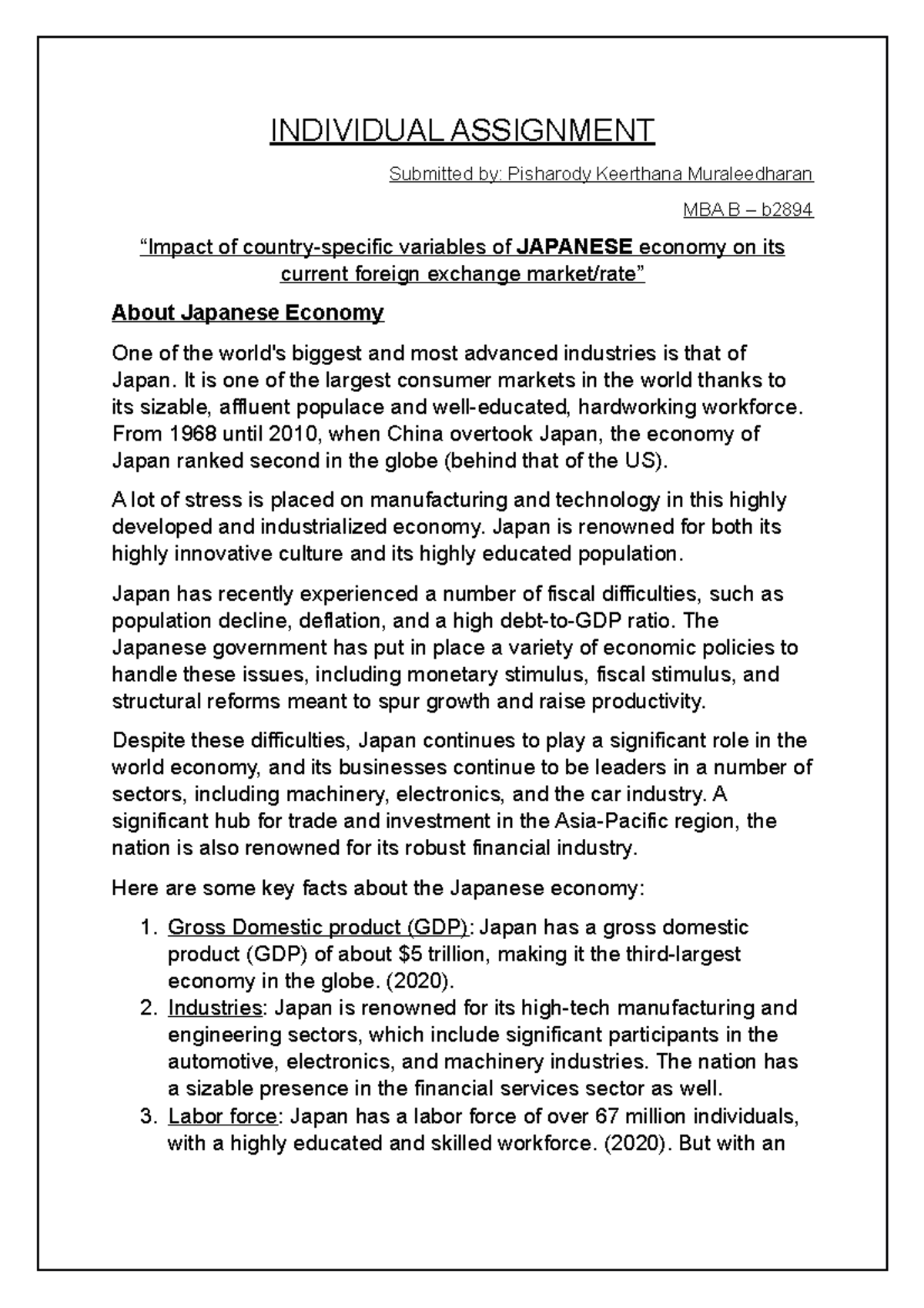 Individual Assignment - INDIVIDUAL ASSIGNMENT Submitted by: Pisharody ...