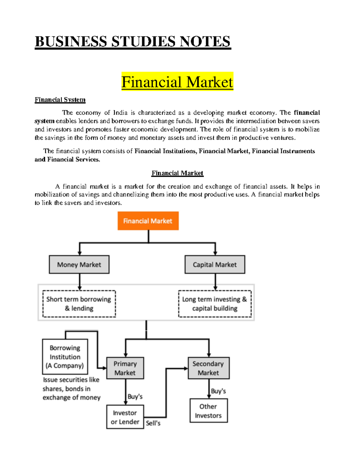 Financial Marketting Notes - Businesses Studies - BUSINESS STUDIES ...