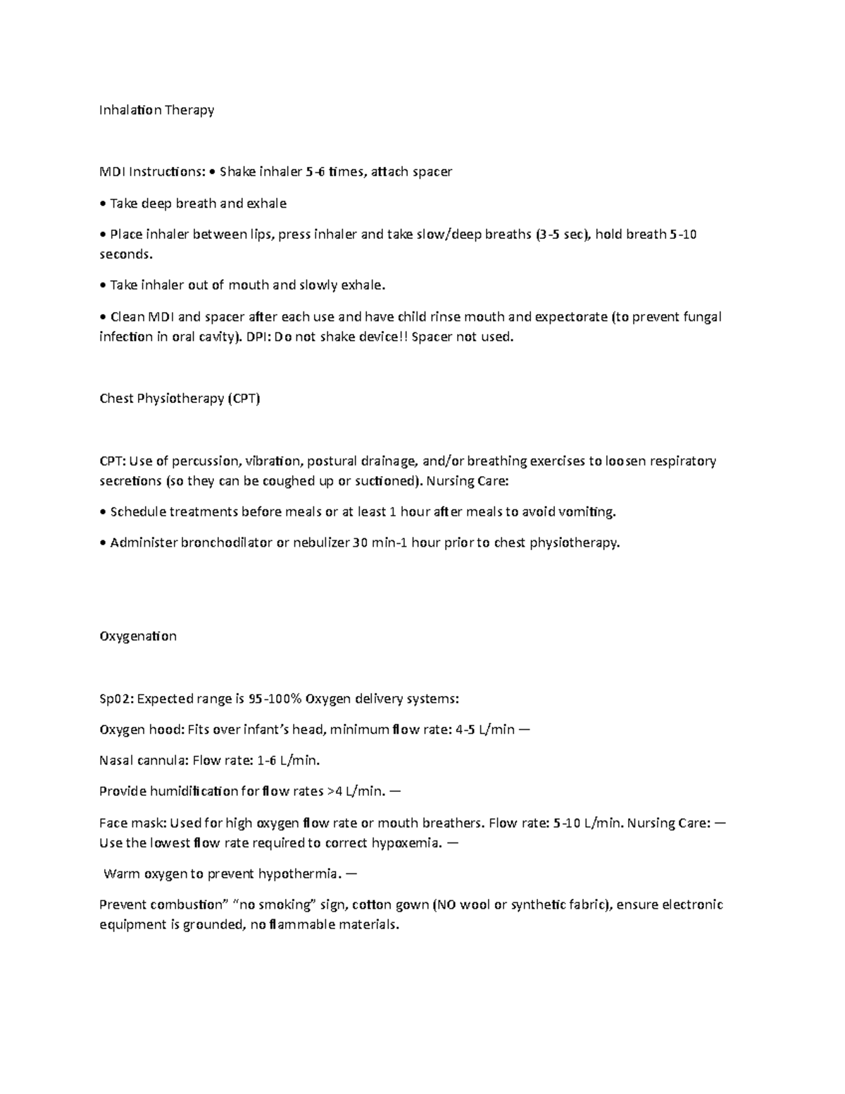 Pediatric disorders - Inhalation Therapy MDI Instructions: • Shake ...