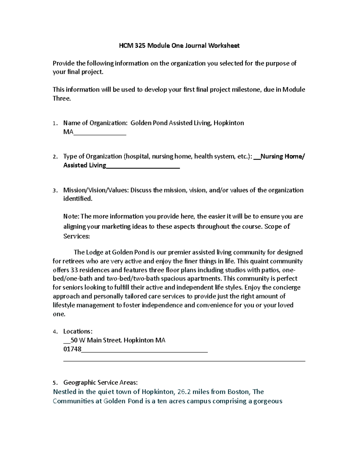 HCM 325 Module One Journal Worksheet - HCM 325 Module One Journal ...