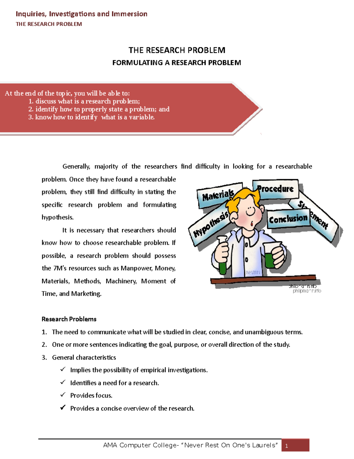 3 - Know as the Research Problem and its Components - THE RESEARCH ...