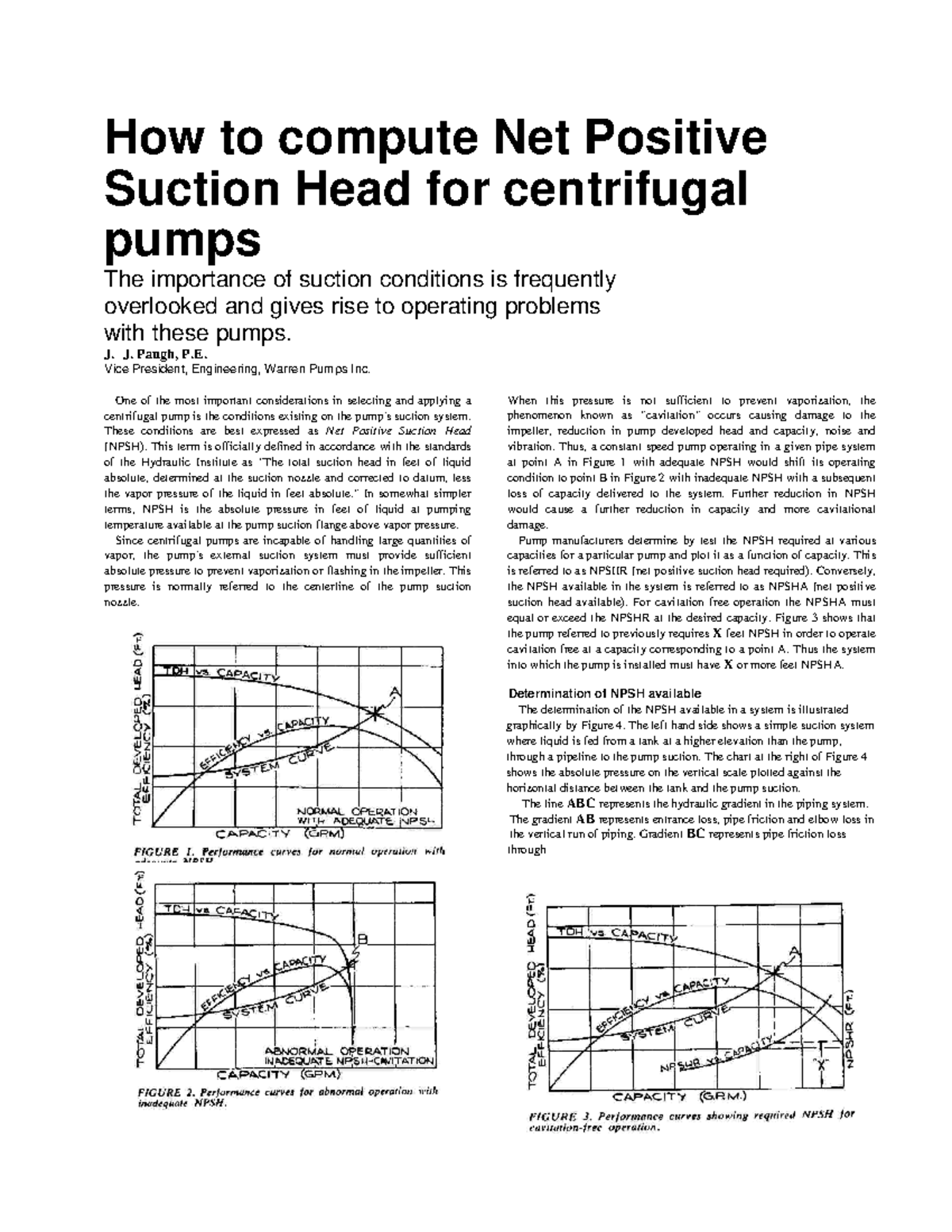 Npsh old suction head of pump How to compute Net Positive Suction