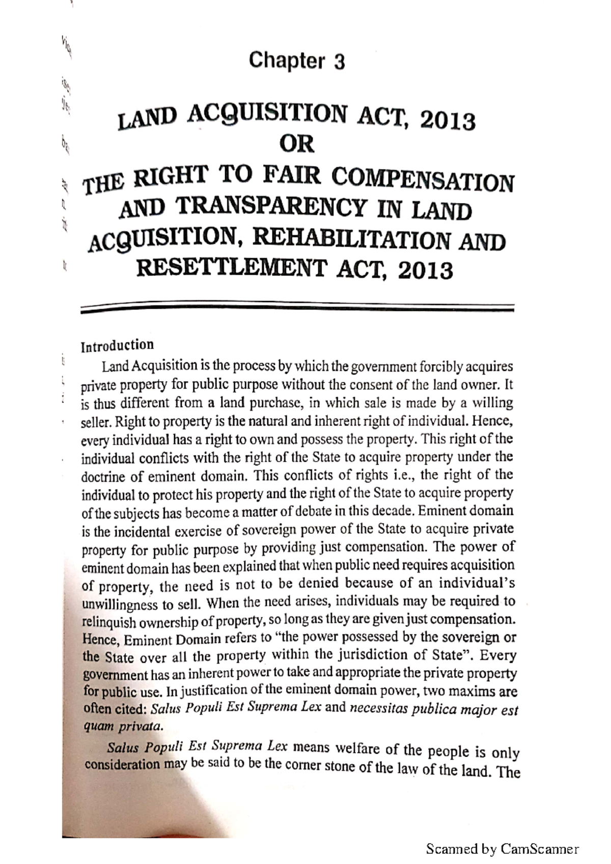 Land acquisition act - PROPERTY LAW - Studocu