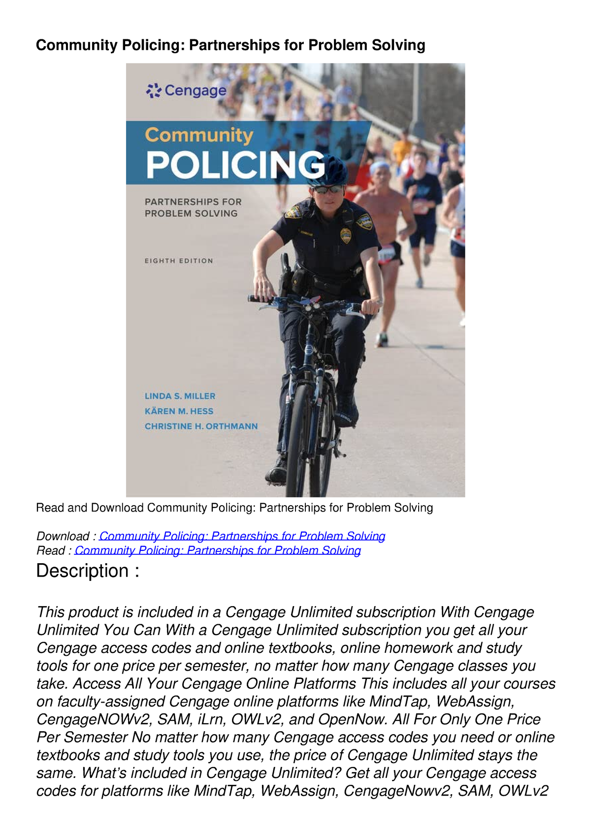 community policing partnerships for problem solving 7th edition pdf