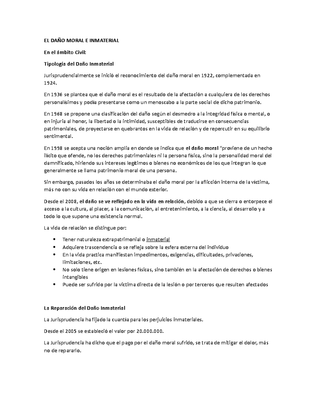 EL DAÑO Moral E Inmaterial- civil - EL DAÑO MORAL E INMATERIAL En el ...