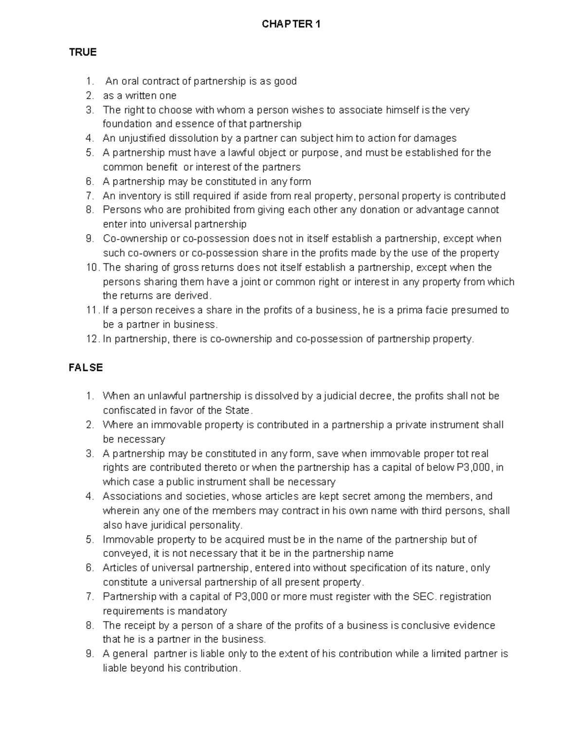 Business Law and Regulations Lecture Notes Part 2 - CHAPTER 1 TRUE An ...