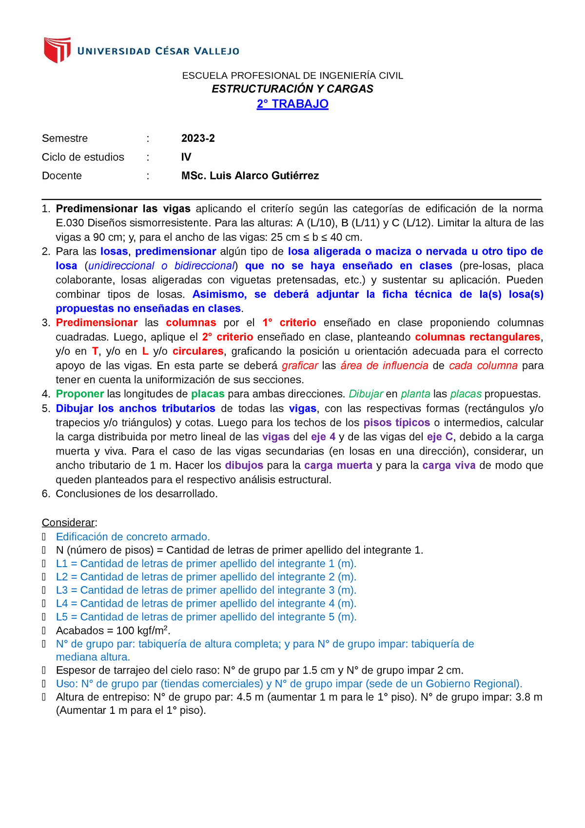 Informe De Estructura Escuela Profesional De IngenierÍa Civil EstructuraciÓn Y Cargas 5694