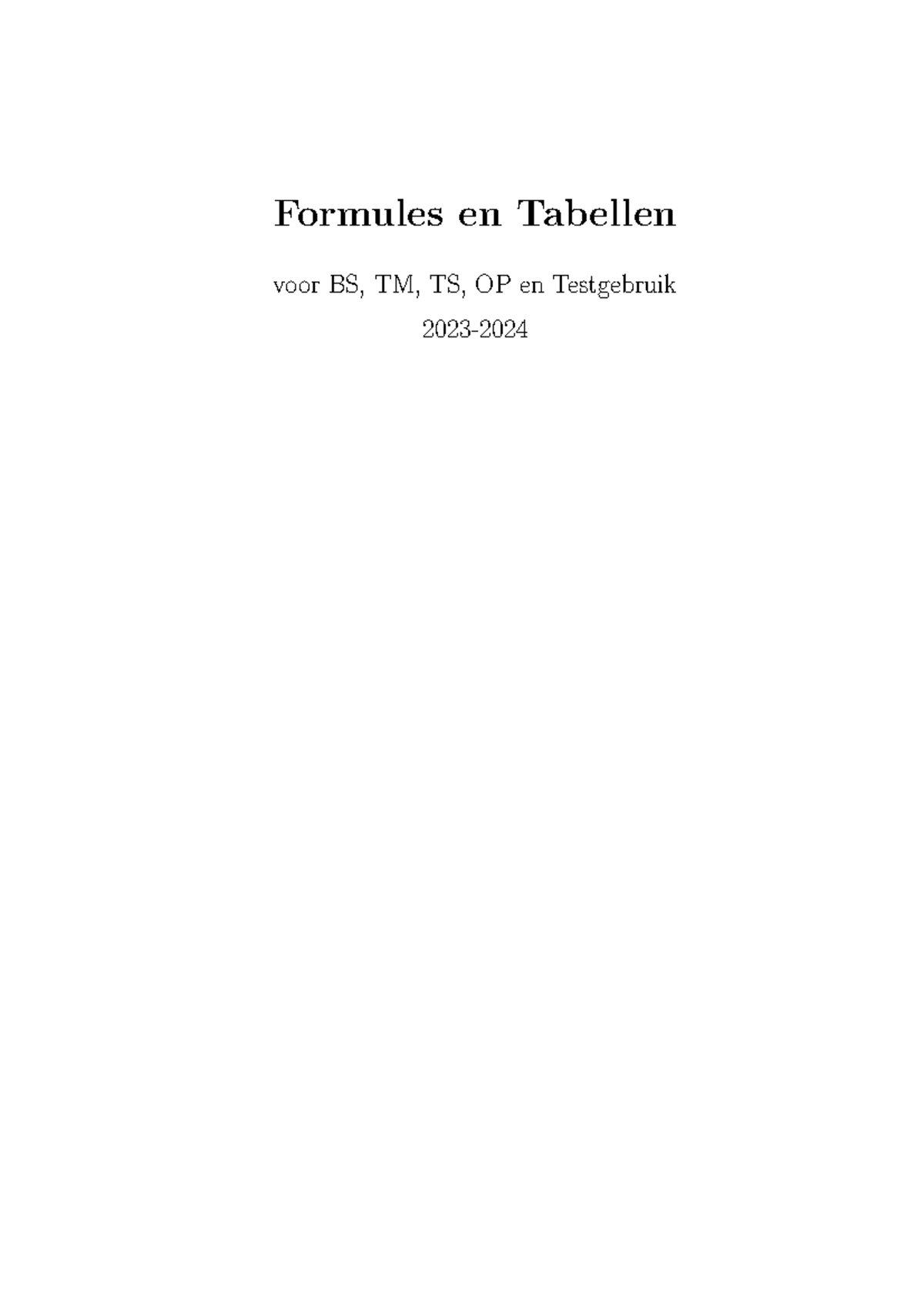Formuleboek 2023 2024 - Formules en Tabellen voor BS, TM, TS, OP en ...