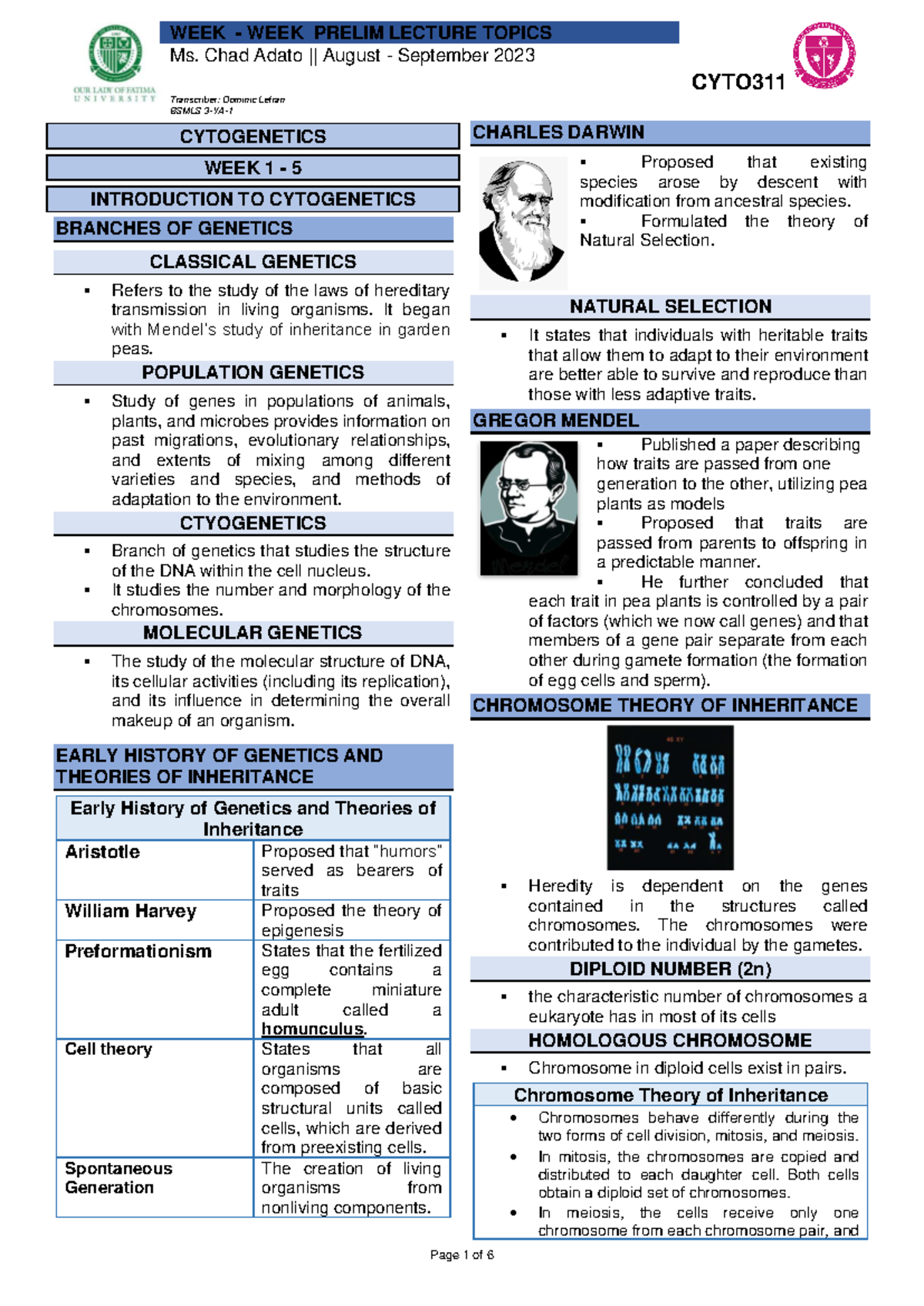 CYTOLOGY Transes Prelim Topics - WEEK - WEEK PRELIM LECTURE TOPICS CYTO ...