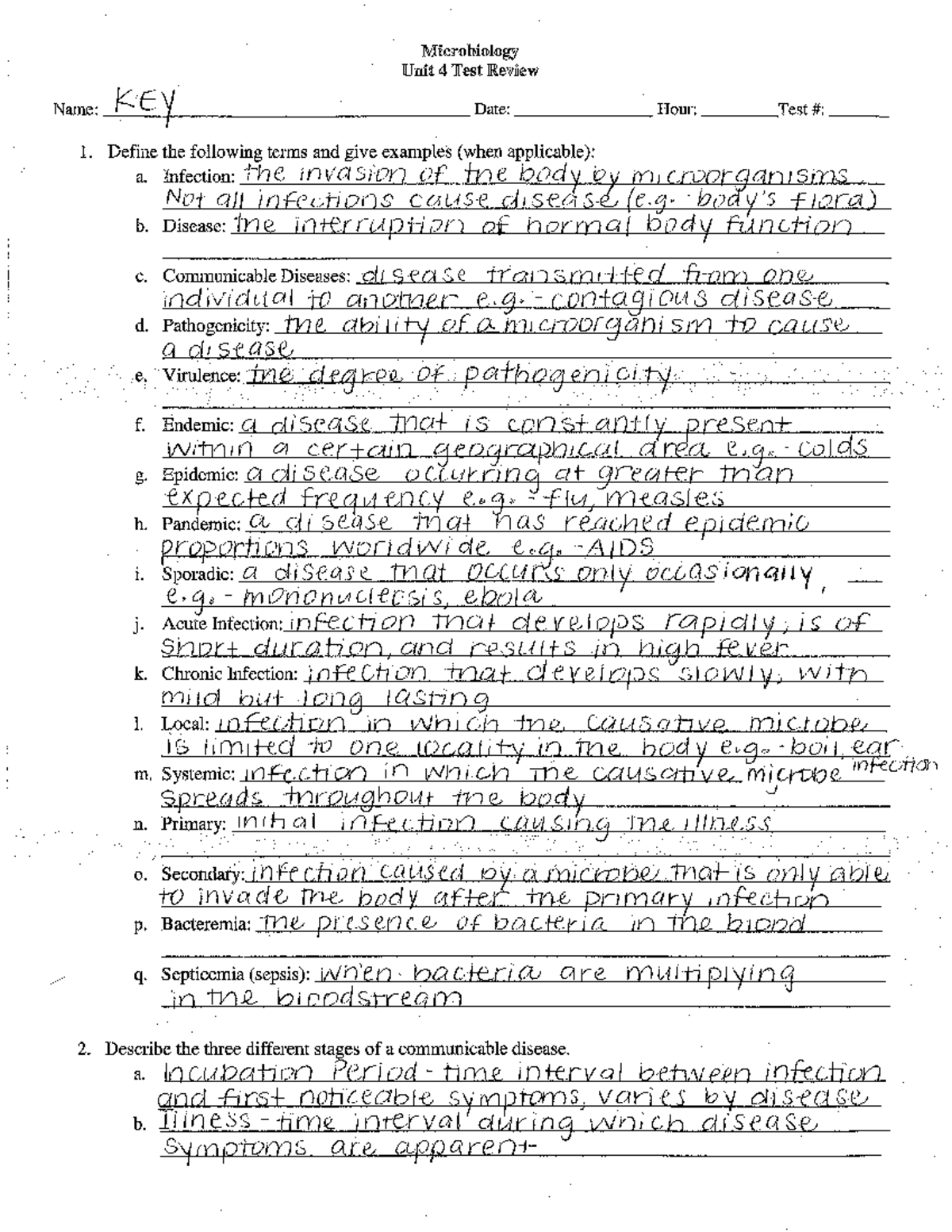 Microbiologyunit 4 test review answer key 2 GER 101 Studocu
