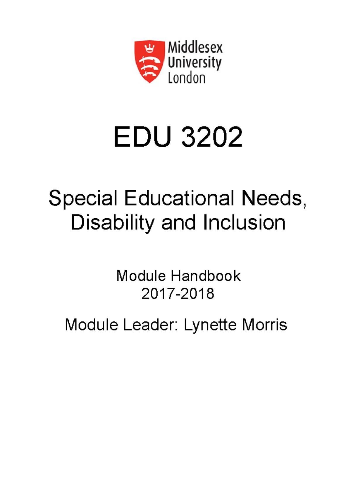 201718 Handbook 3202 Summary Special Educational Need, Disability