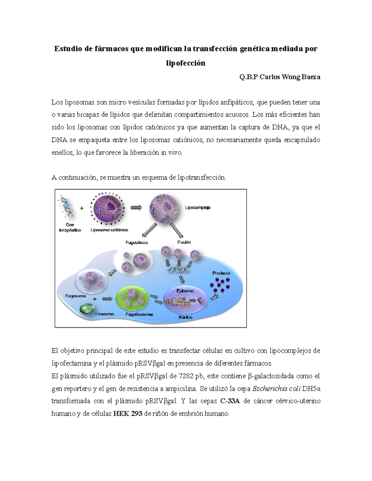 Estudio de fármacos que modifican la transfección genética mediada por ...