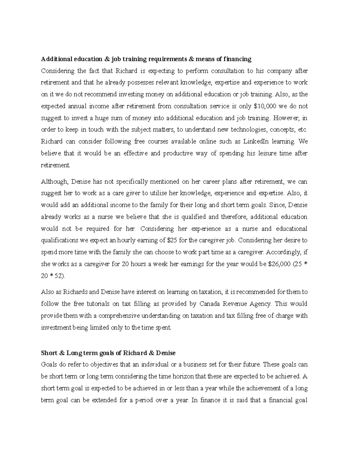 Assignment 2 My Part Additional education & job training