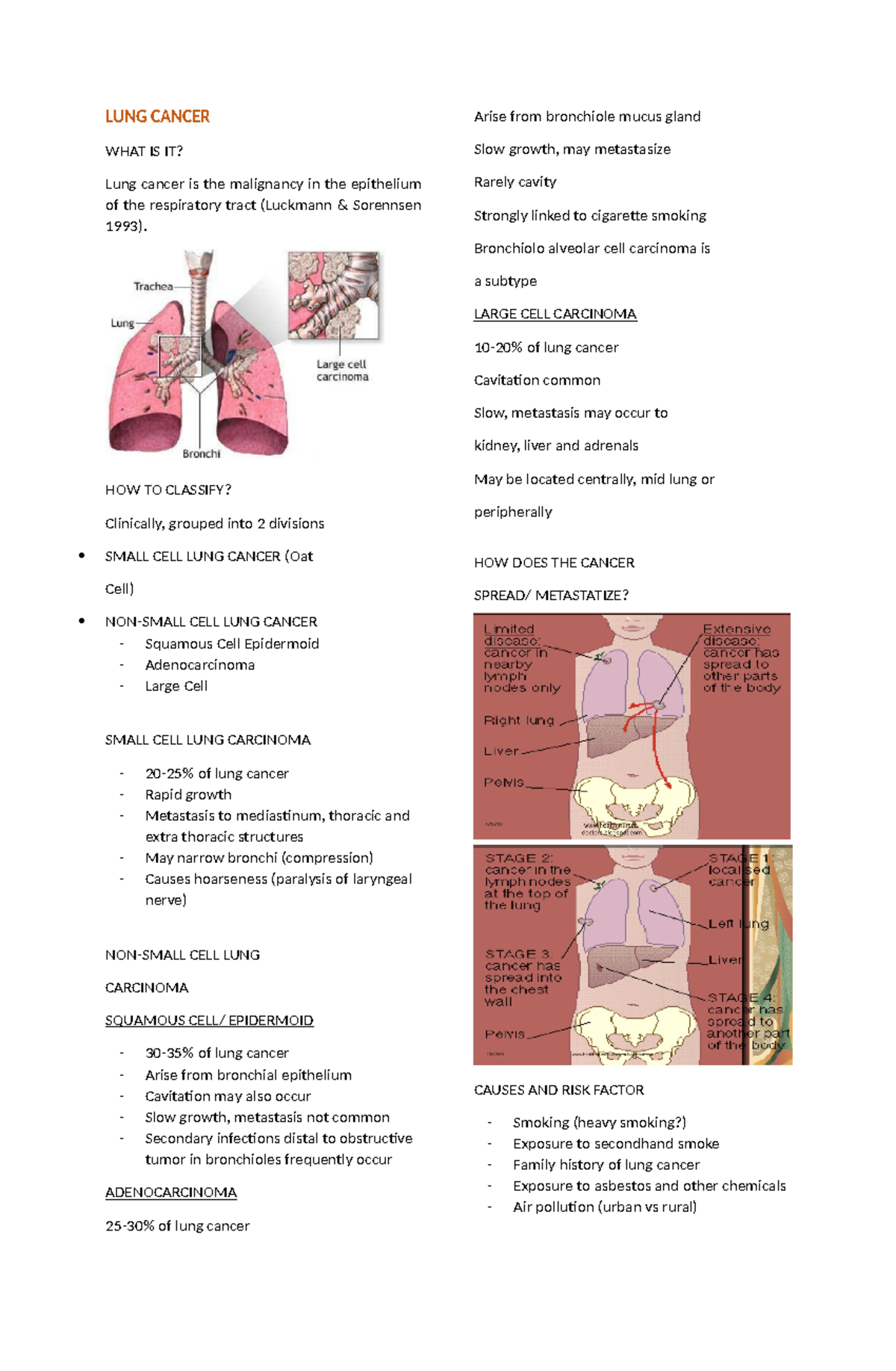 Oncology - reviewer - LUNG CANCER WHAT IS IT? Lung cancer is the ...