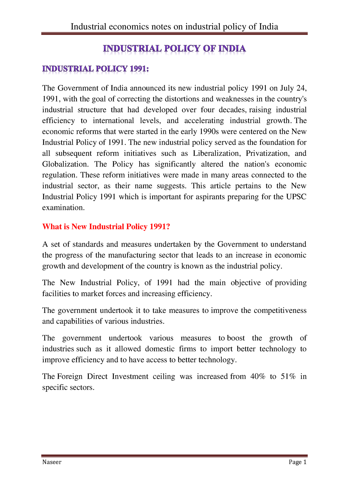 industrial-policy-of-india-the-government-of-india-announced-its-new