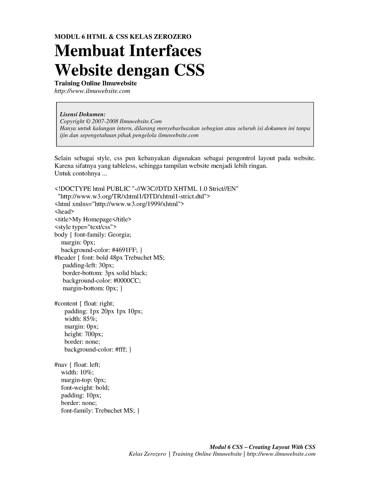 Modul 6 CSS Membuat Layout Website Dengan CSS - Modul 6 CSS – Creating ...