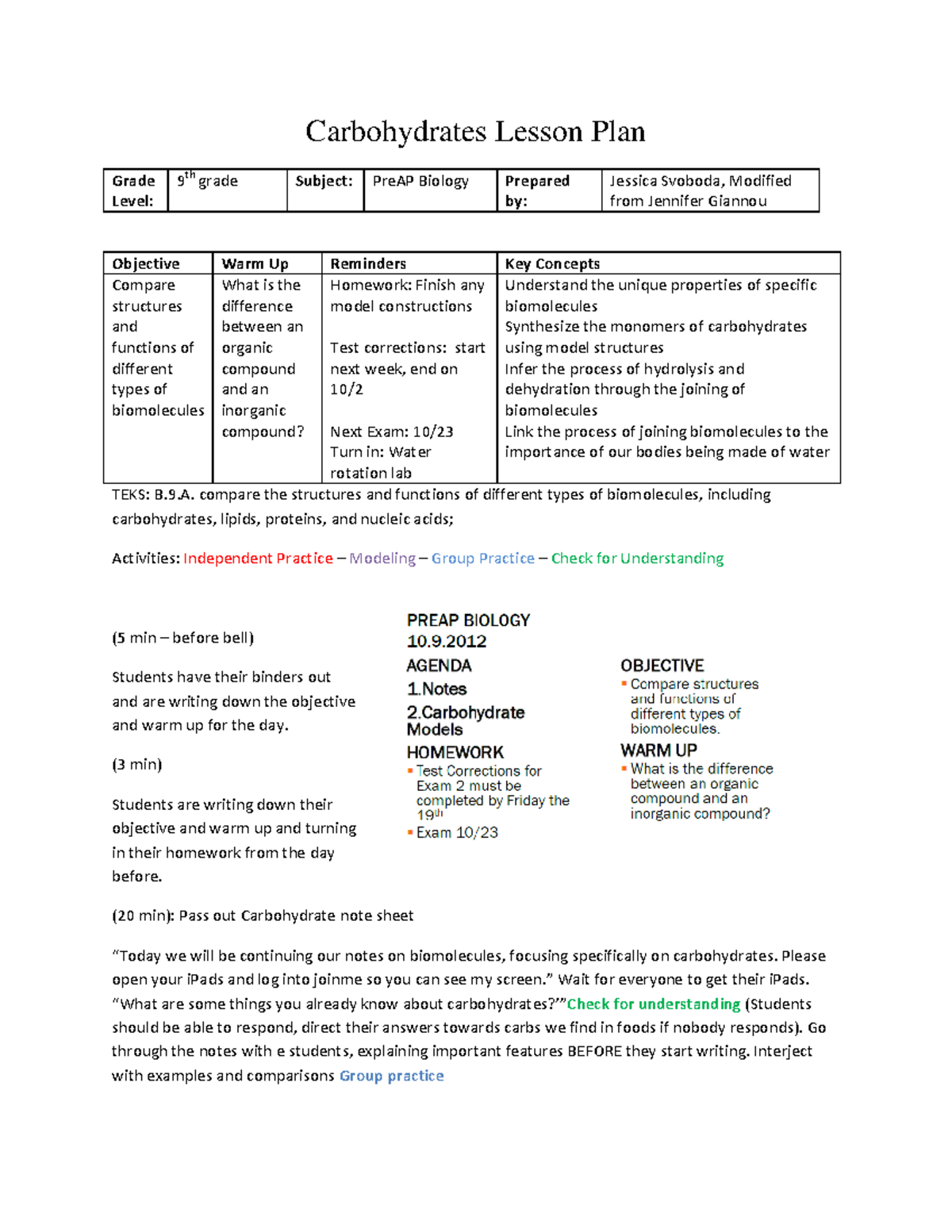 Carbohydrate Lesson Plan I Wyxz Carbohydrates Lesson Plan Grade Level Th Grade Subject