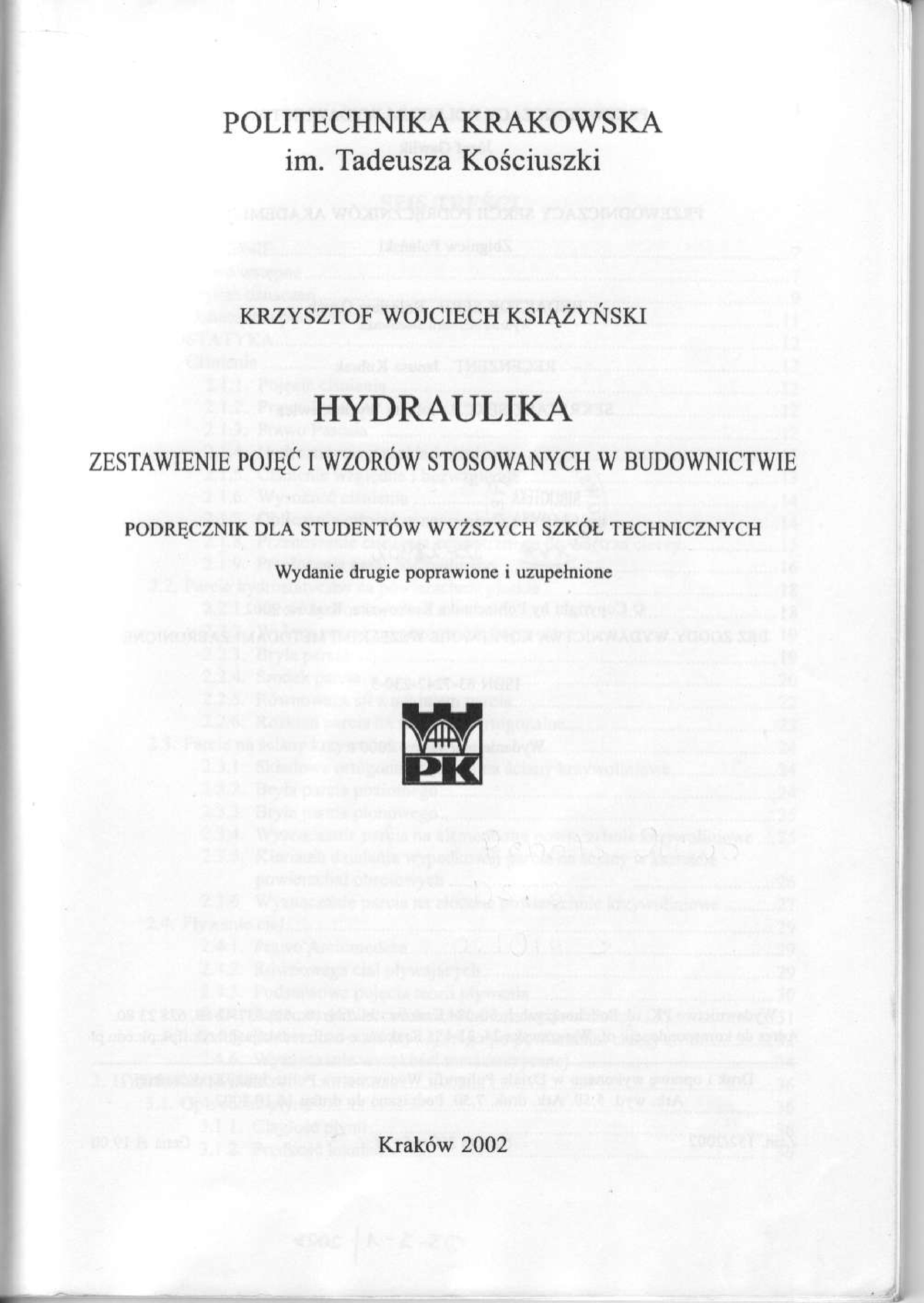 Hydraulika K - Sdadadadadada - POLITECHNIKAKRAKOWSKA Im ...