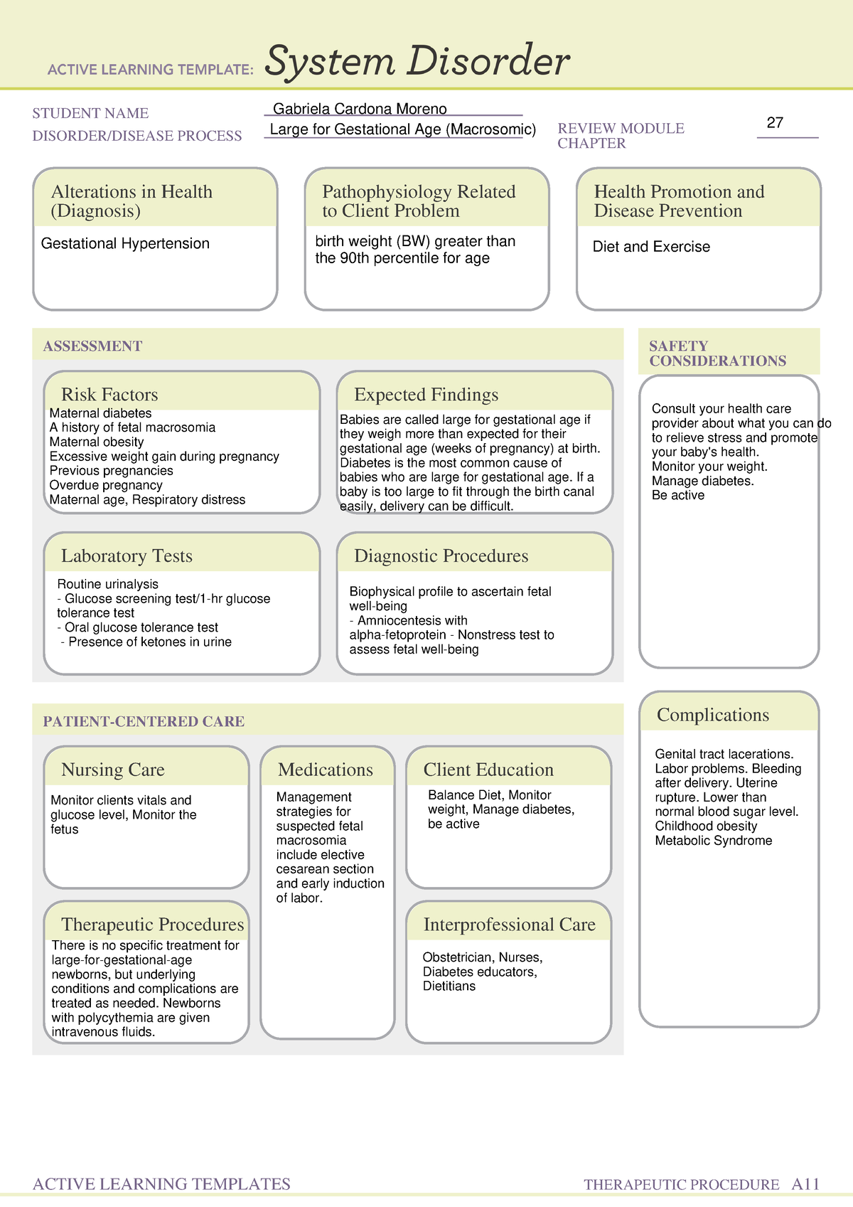 System Disorder form Large FOR Gestational AGE Macrosomic - STUDENT ...