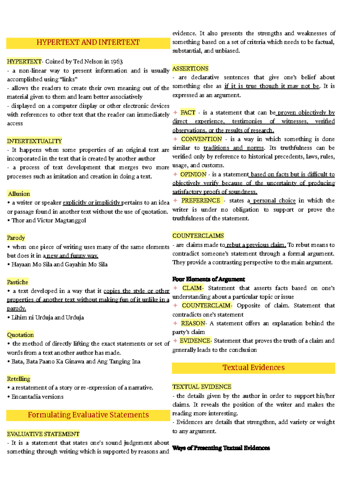 STEM 11 4TH QUARTER READING AND WRITING HYPERTEXT AND INTERTEXT