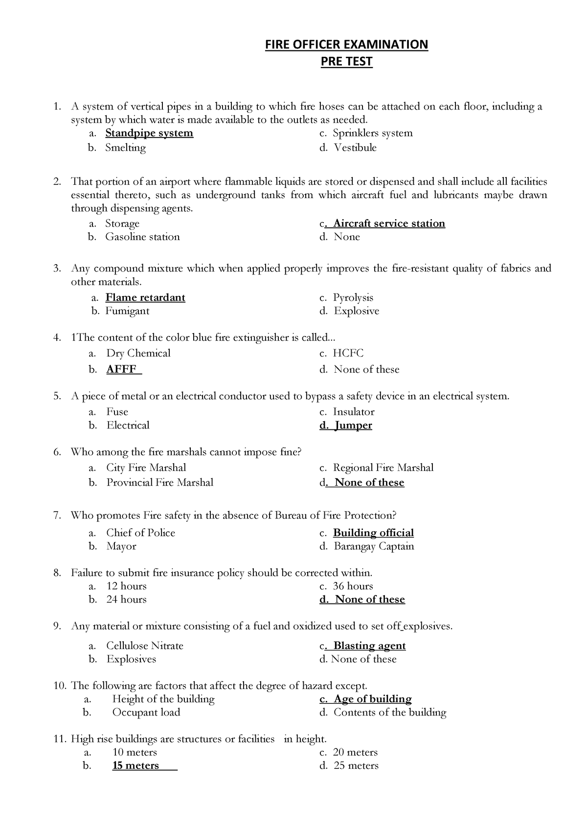 FOE PRE TEST Finale - This questionnaire was the consolidated review ...