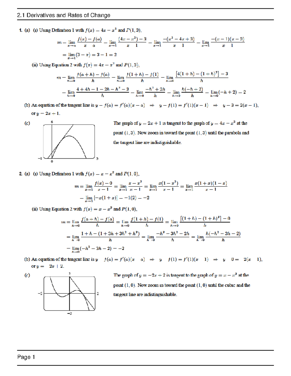 2.1 Derivatives and Rates of Change - 다변수 미적분학 - Studocu