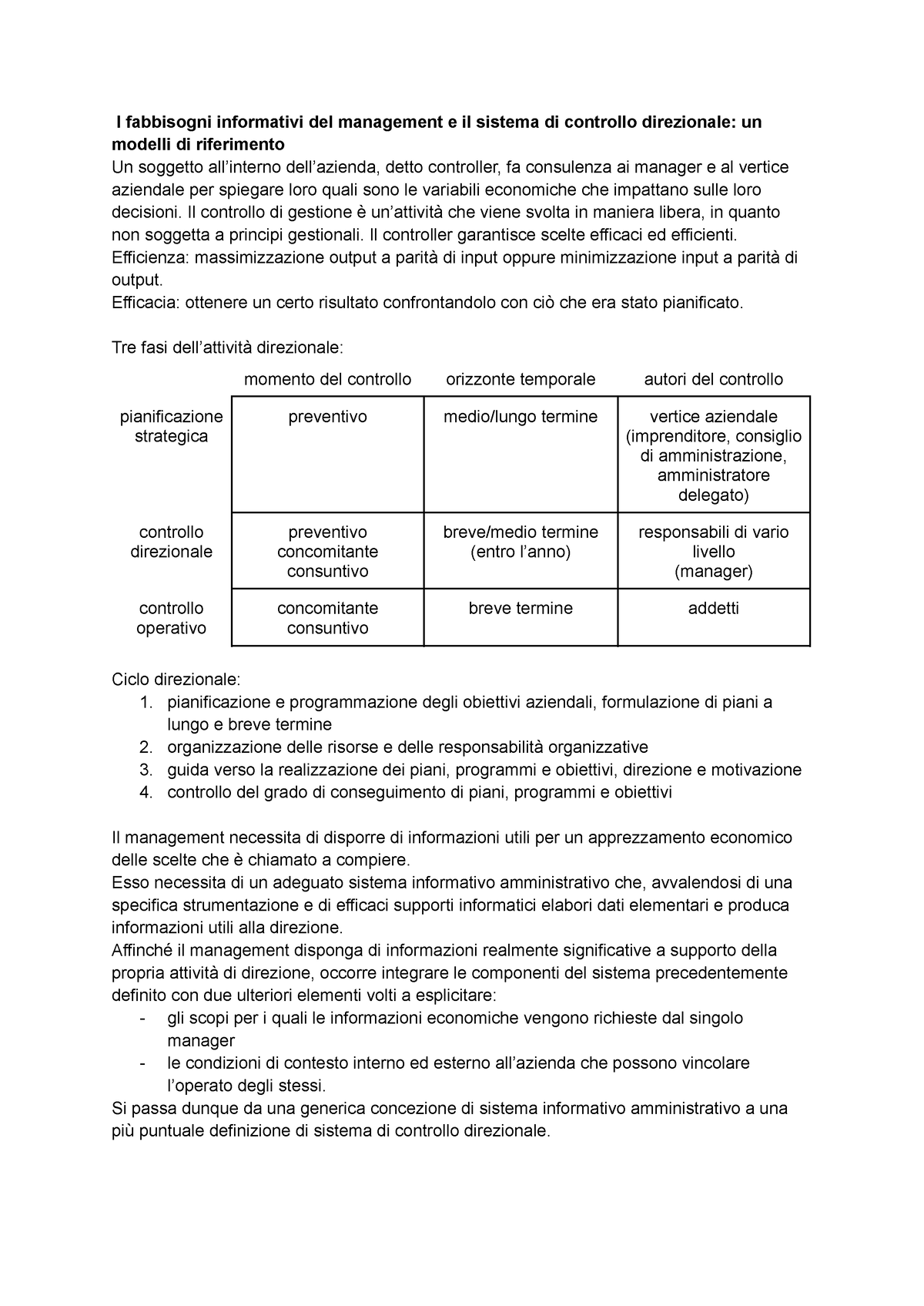 Analisi E Controllo Dei Costi - I Fabbisogni Informativi Del Management ...