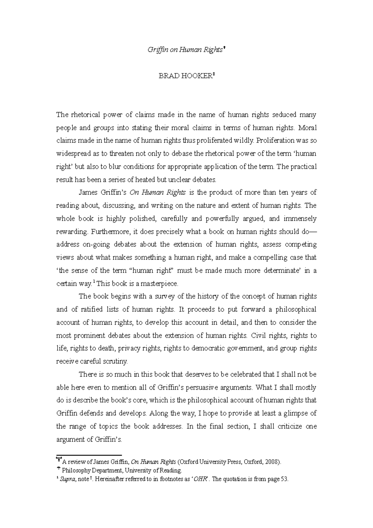 Hooker - Griffin on Human Rights - Griffin on Human Rights BRAD HOOKER ...