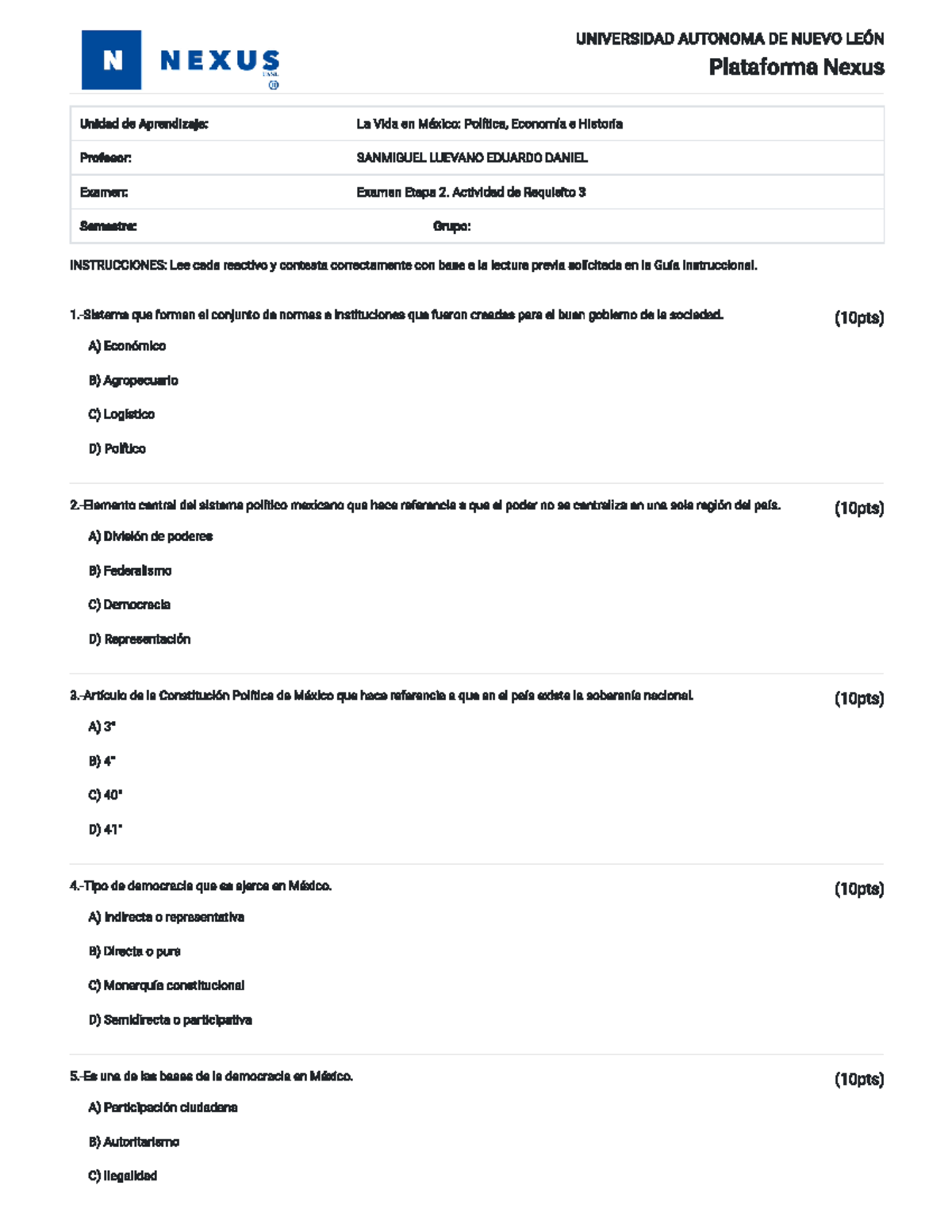 Examen Etapa 2. Actividad de Requisito 3 - UNIVERSIDAD AUTONOMA DE ...