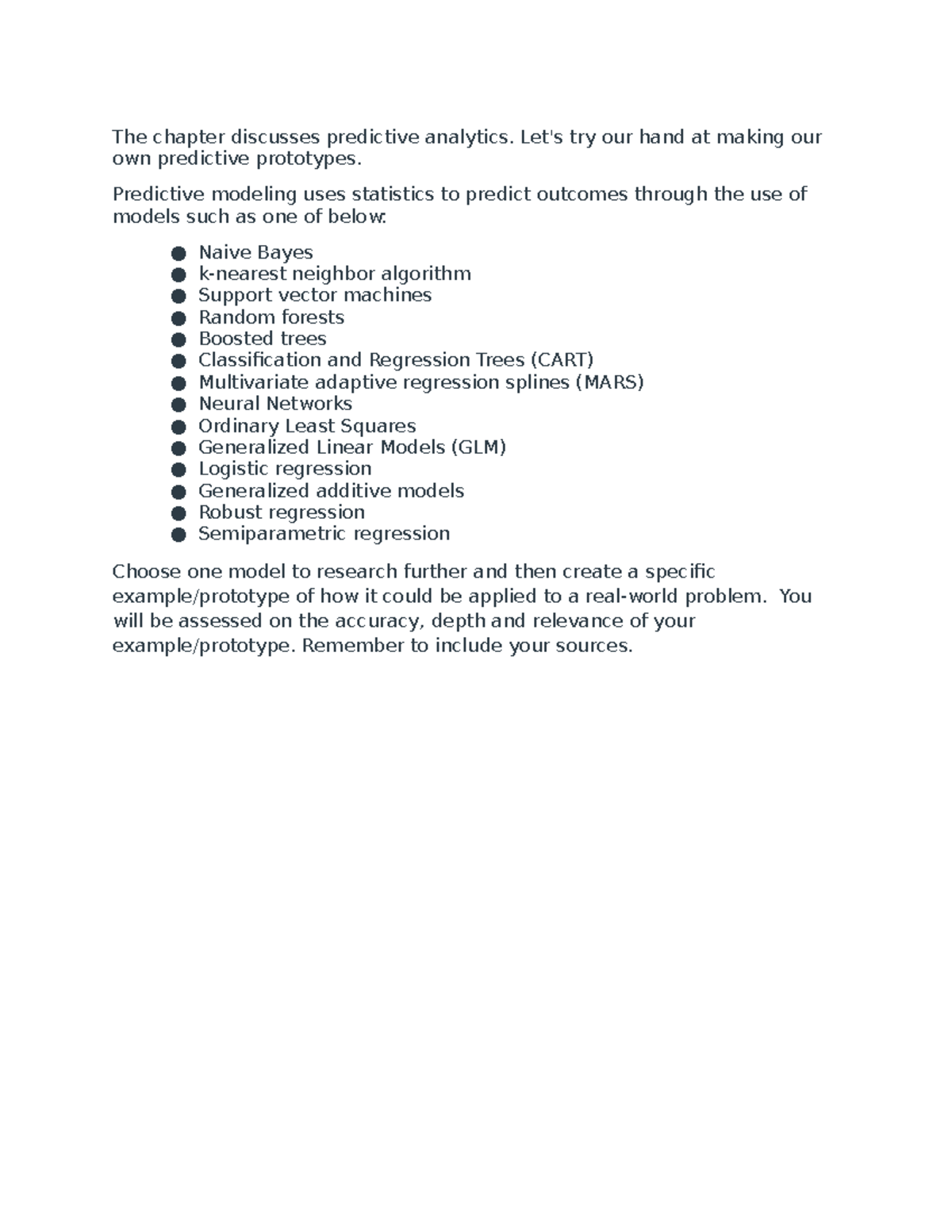 Predictive Analytics - The chapter discusses predictive analytics. Let ...