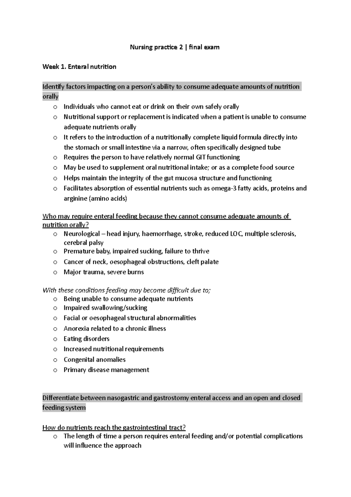 Nursing practice 2 exam study Nursing practice 2 final exam Week 1