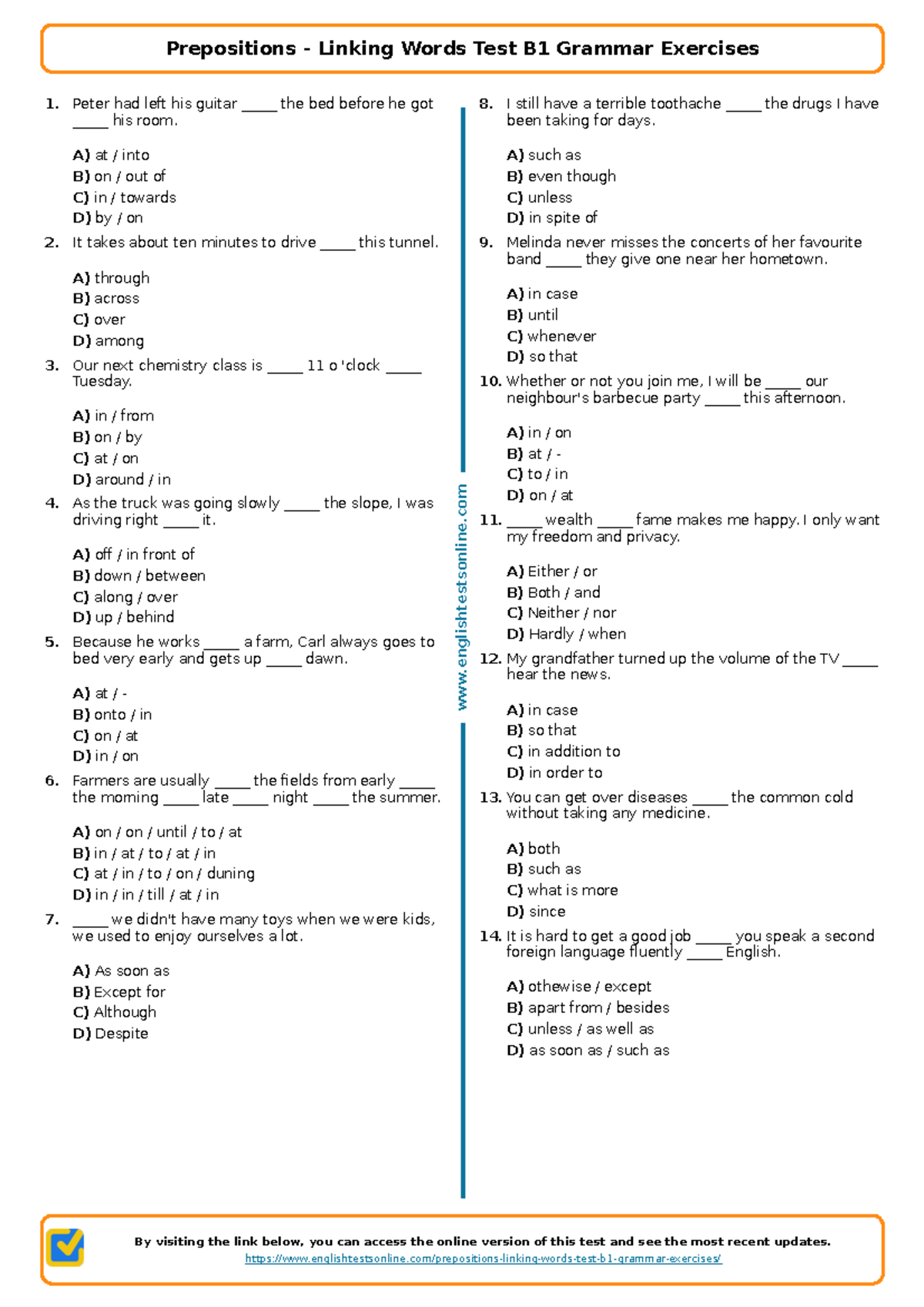 499 prepositions-linking-words-test-b1-grammar-exercises ...