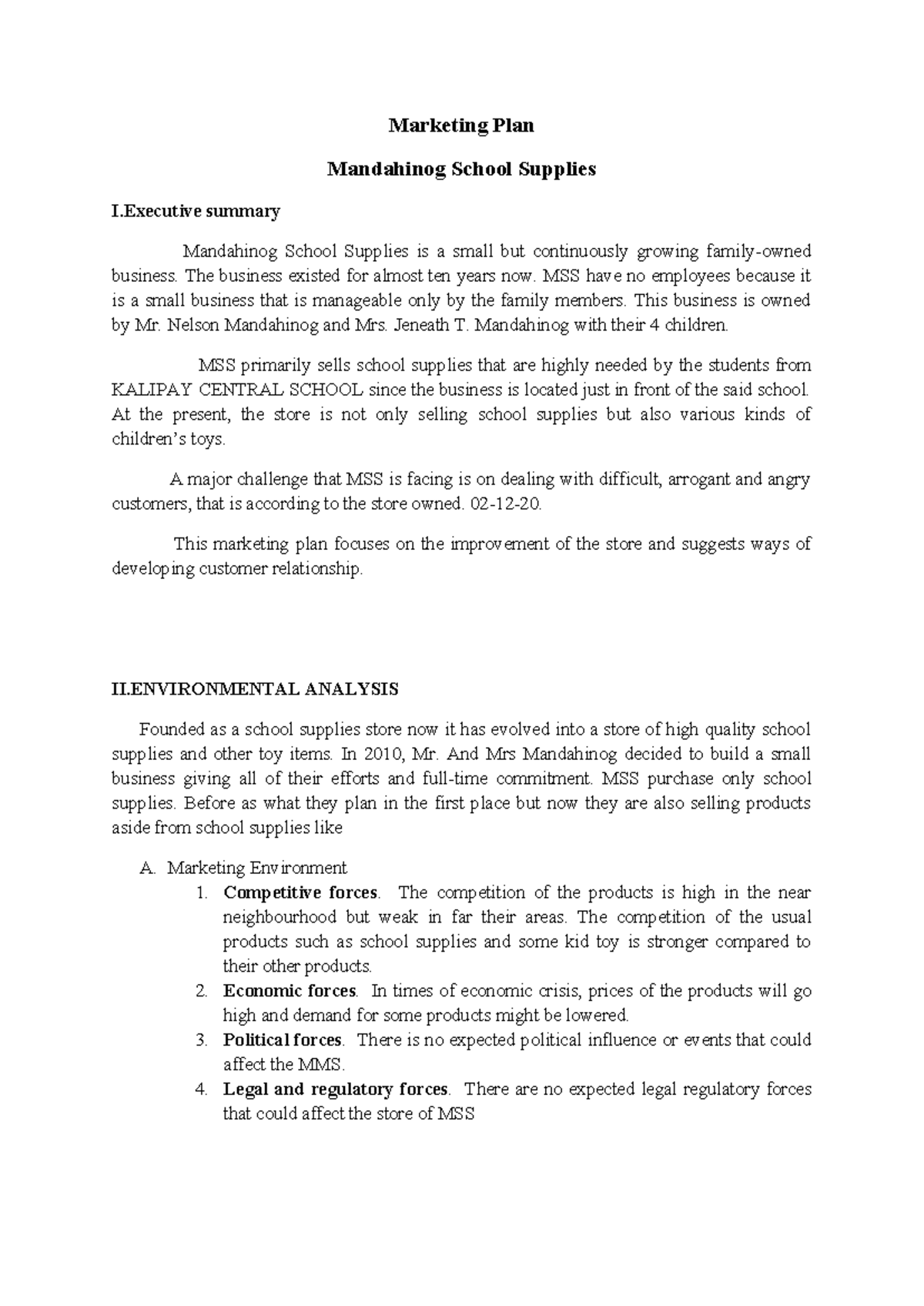 Marketing jenieveb final 1 - Marketing Plan Mandahinog School Supplies ...