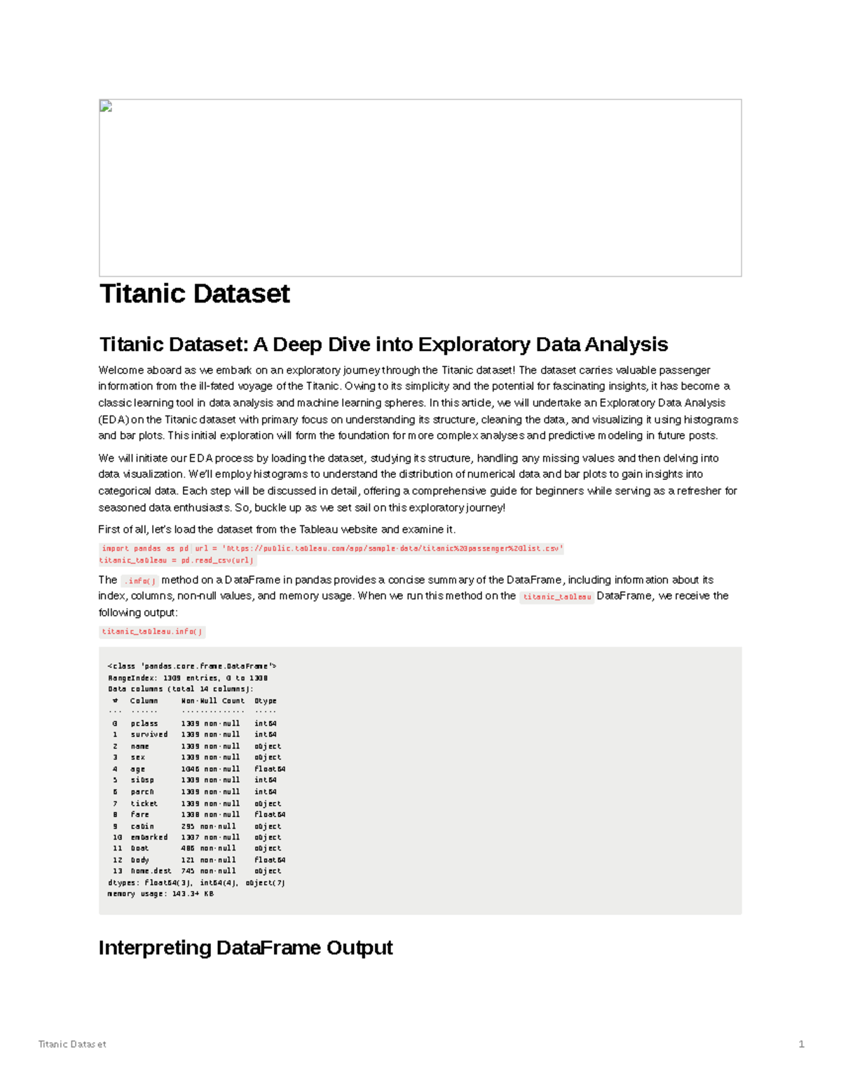 Fc8bb81c738b Titanic Dataset - Titanic Dataset Titanic Dataset: A Deep ...